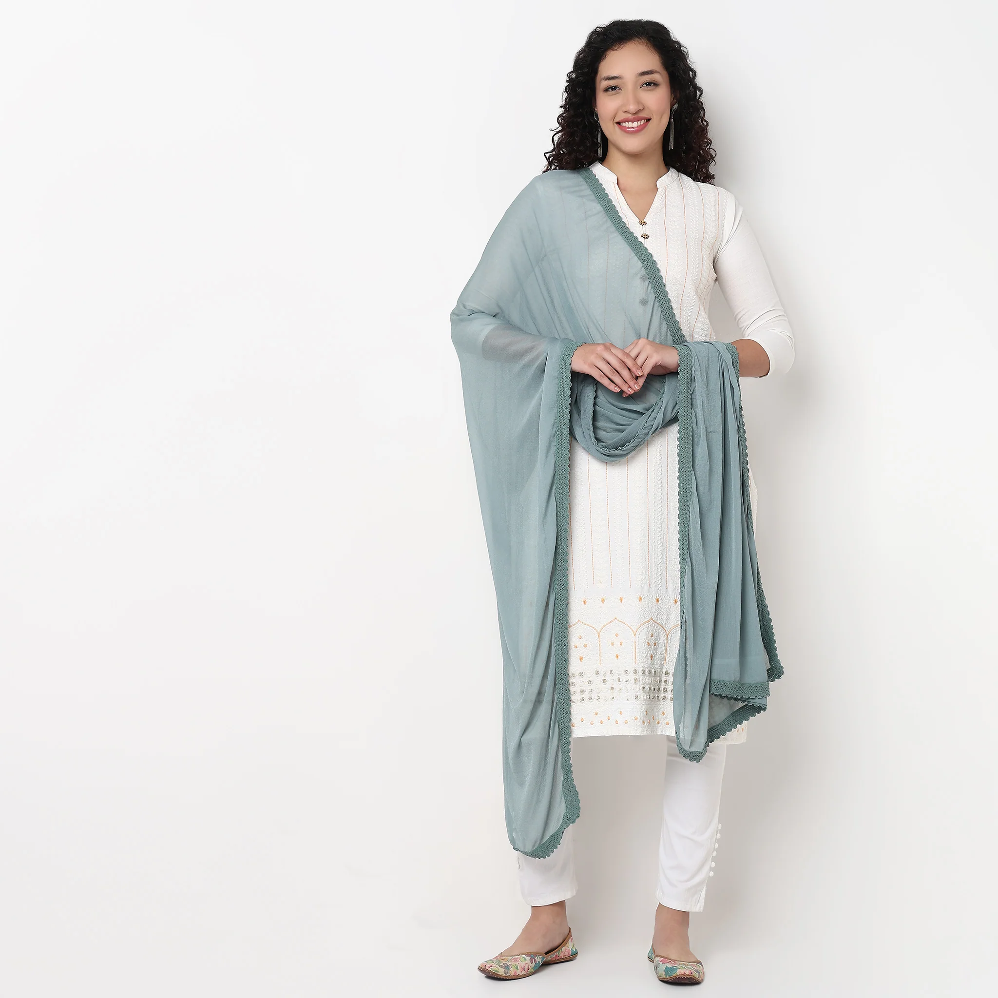 4 Side Lace Chiffon Dupatta - Image 22