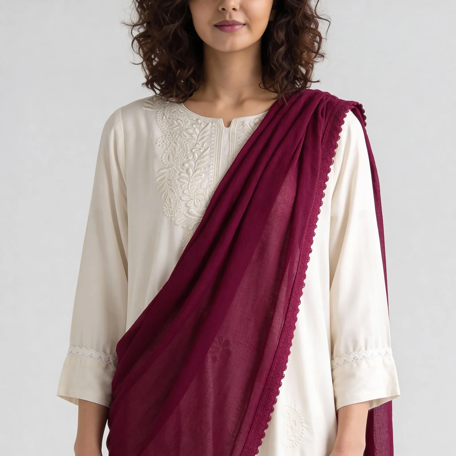 4 Side Lace Chiffon Dupatta - Image 46