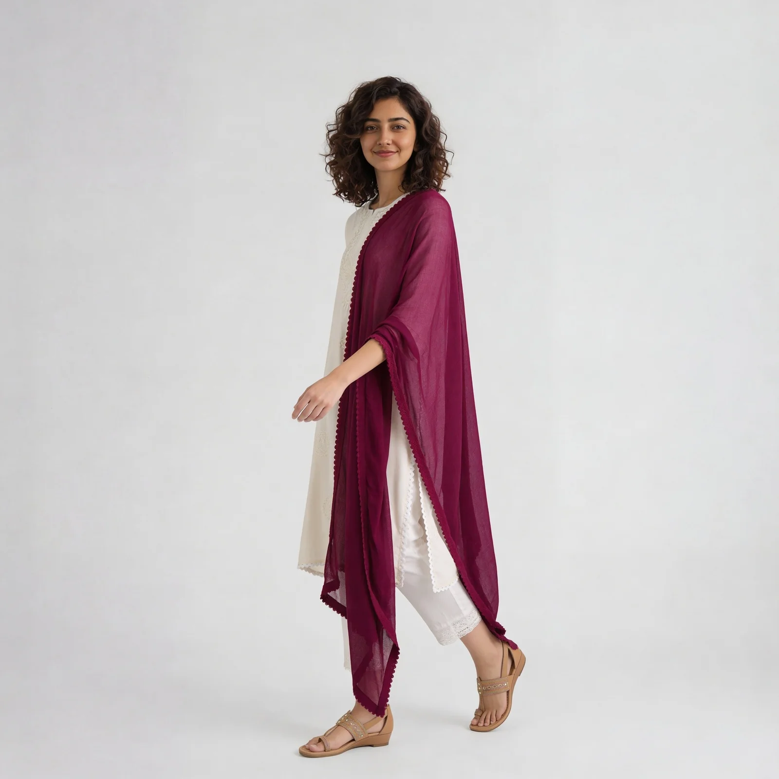 4 Side Lace Chiffon Dupatta - Image 47