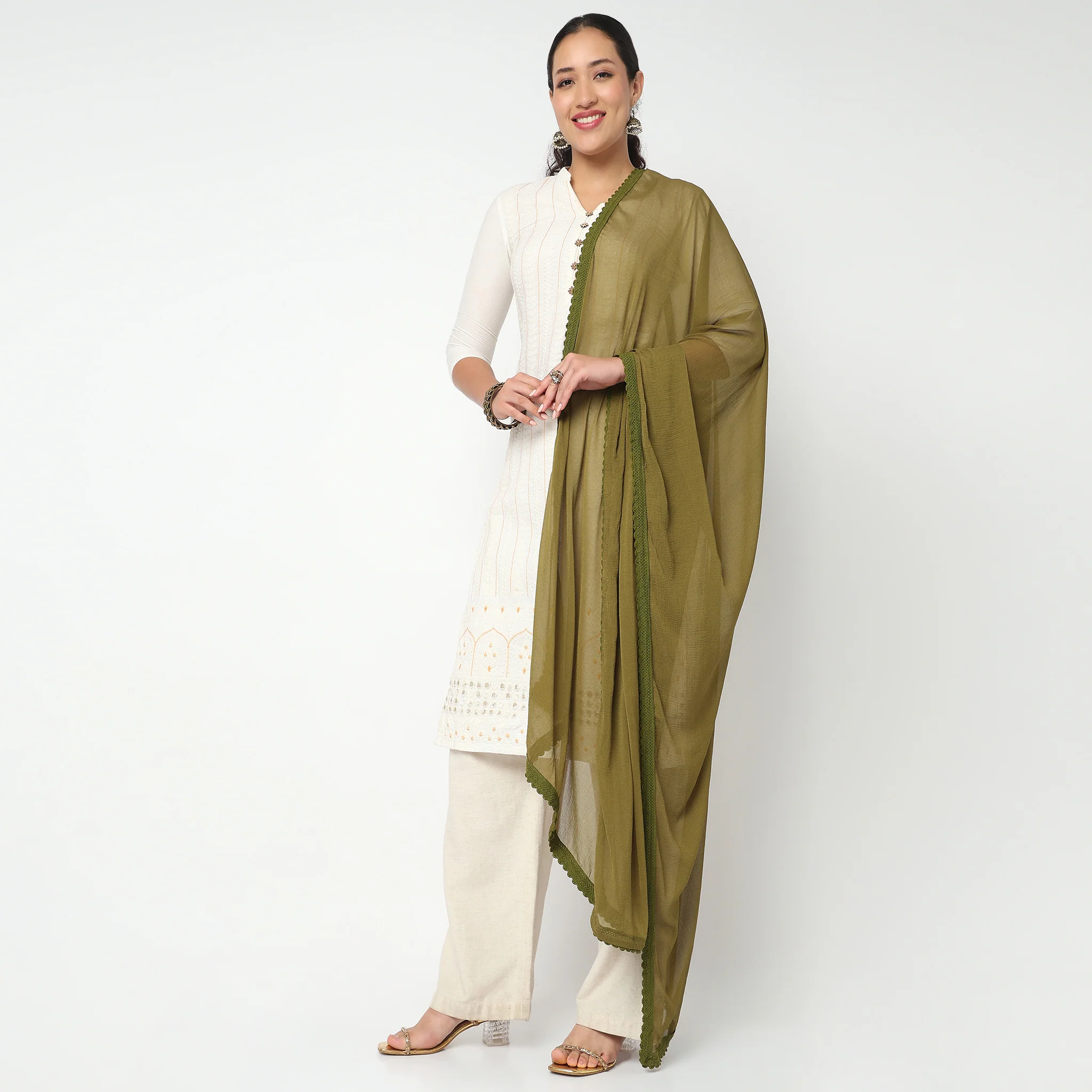 4 Side Lace Chiffon Dupatta - Image 7