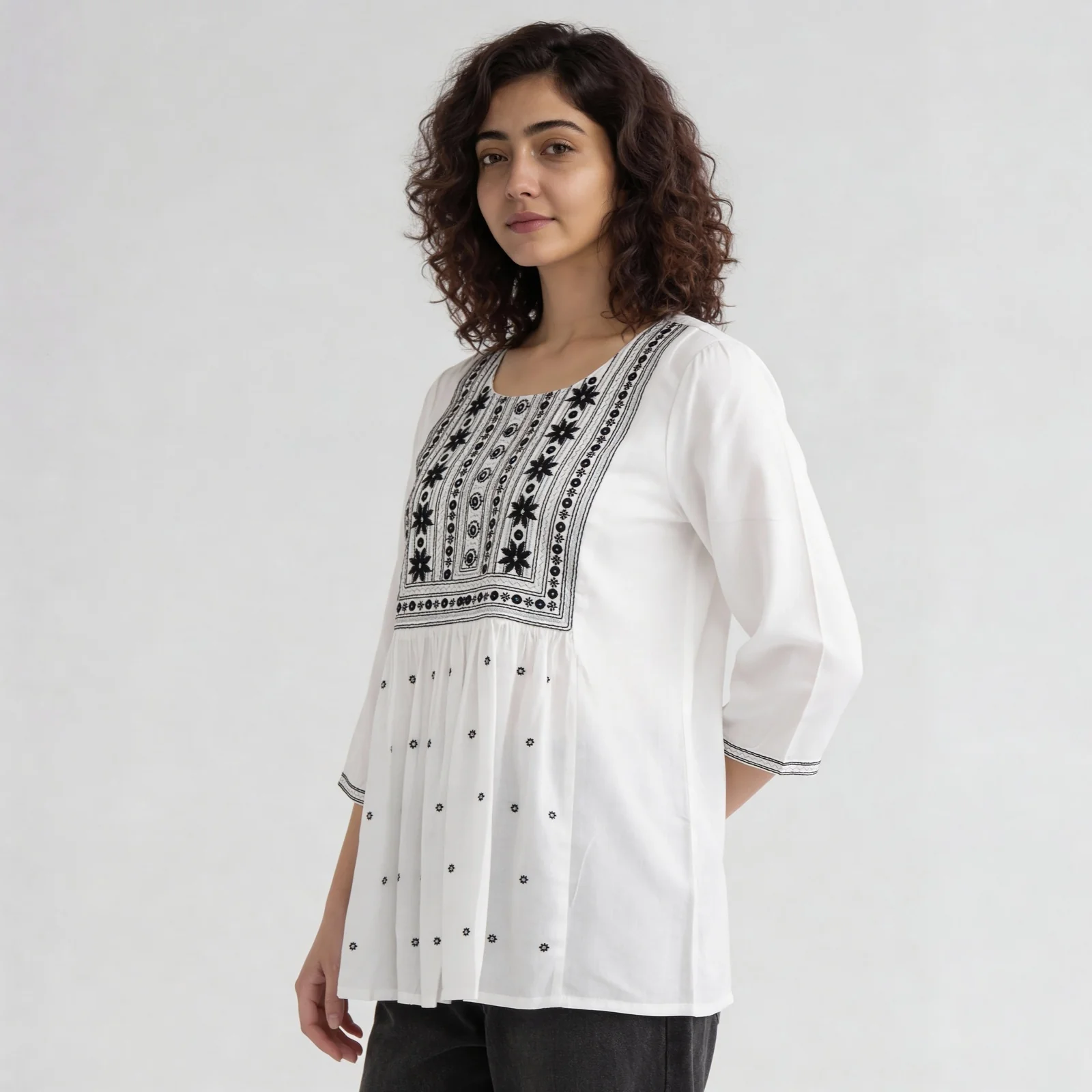 Embroidered A-Line Short Kurta - Image 10