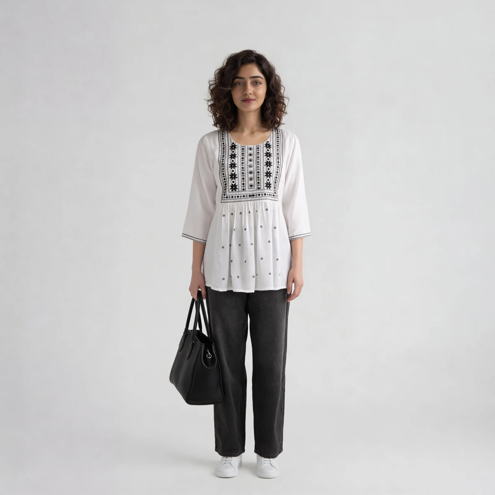 Embroidered A-Line Short Kurta - Image 6