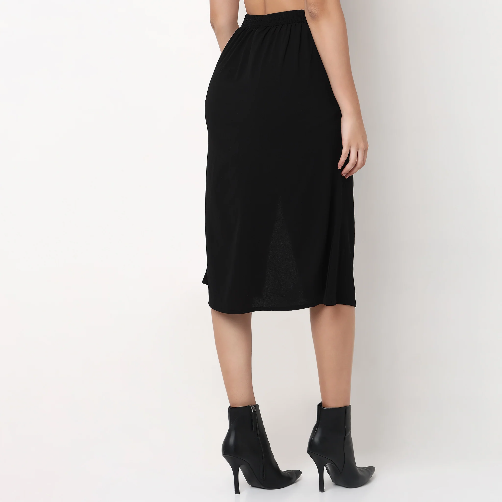 A-Line Printed Skirt with Slit - Image 3