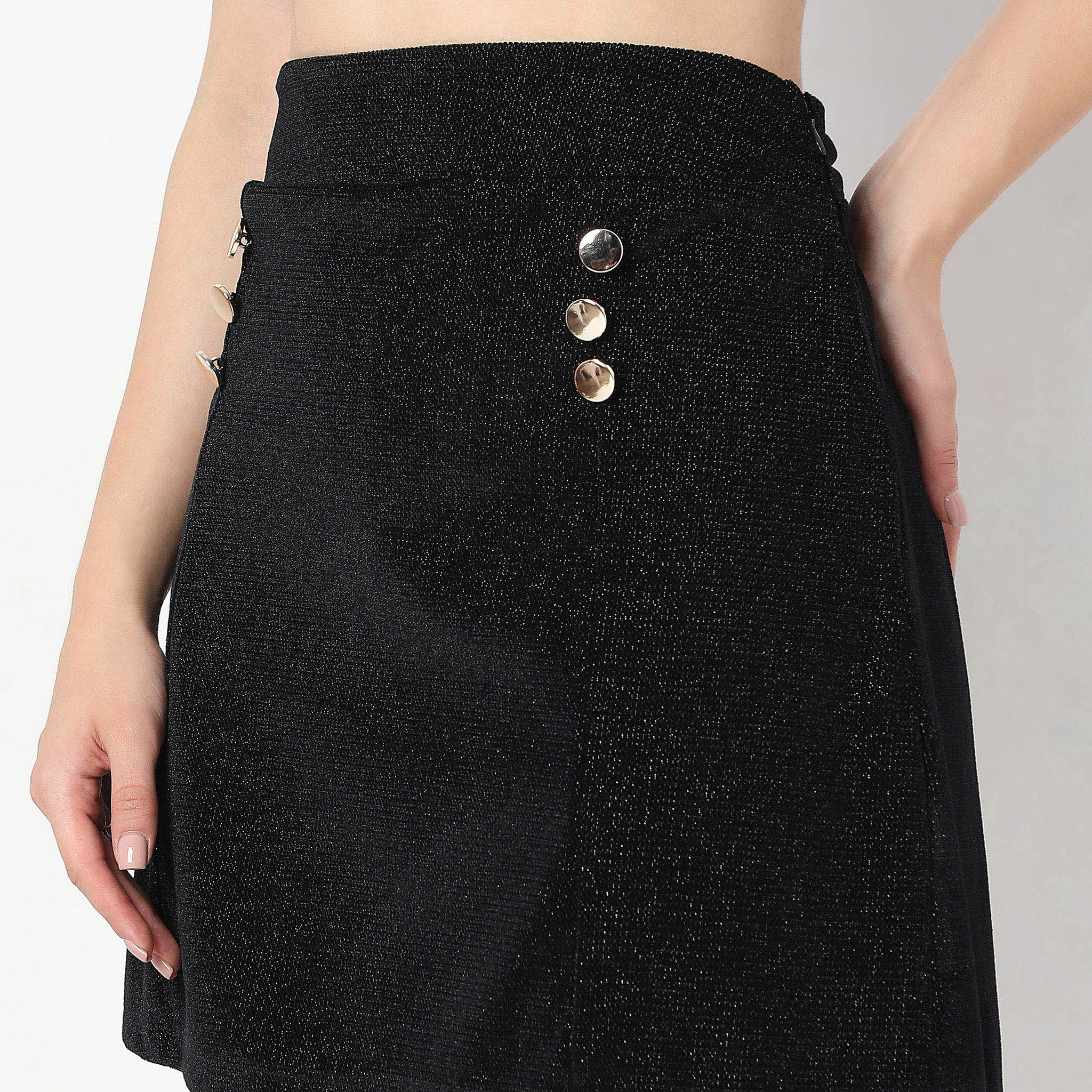 Above Knee A-Line Solid Party Skirt - Image 4