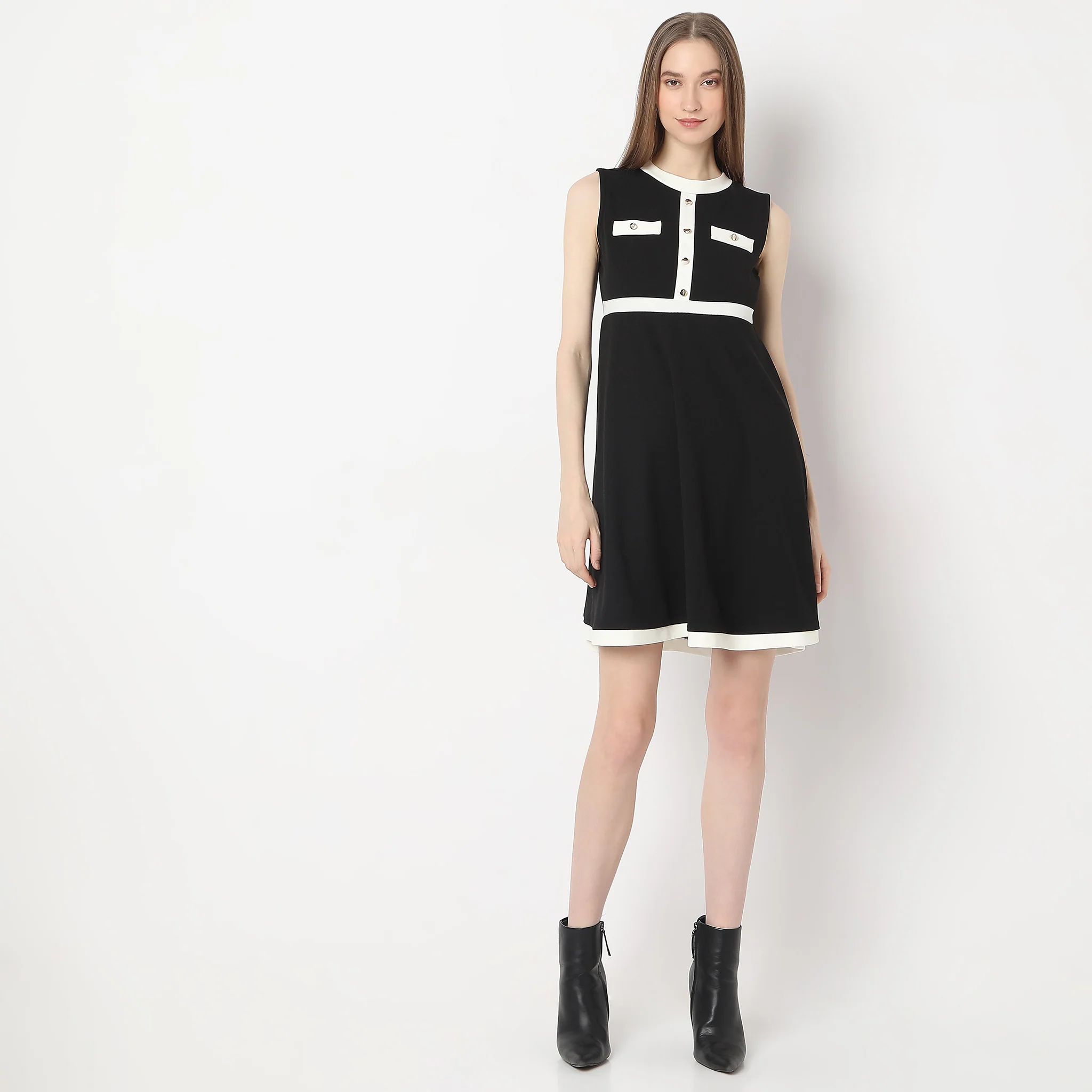 Above Knee Flared Button Betty Dress - Image 2