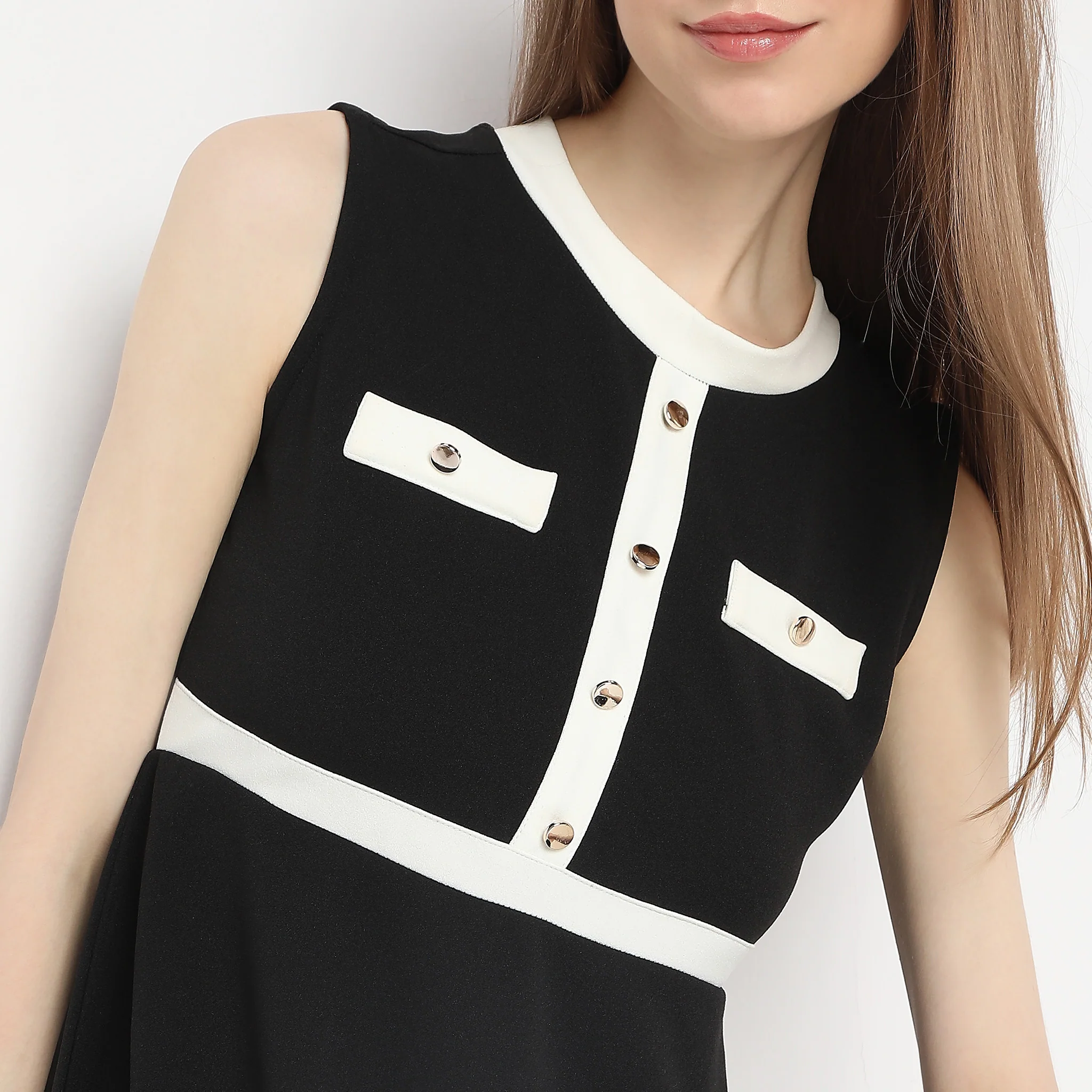Above Knee Flared Button Betty Dress - Image 4