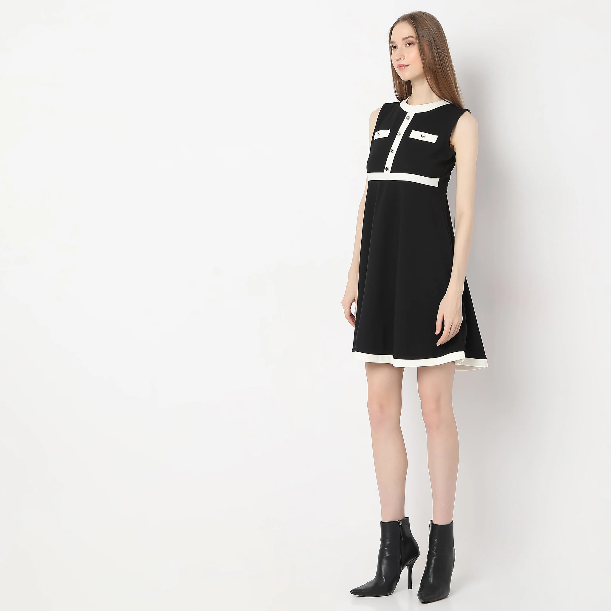 Above Knee Flared Button Betty Dress - Image 5