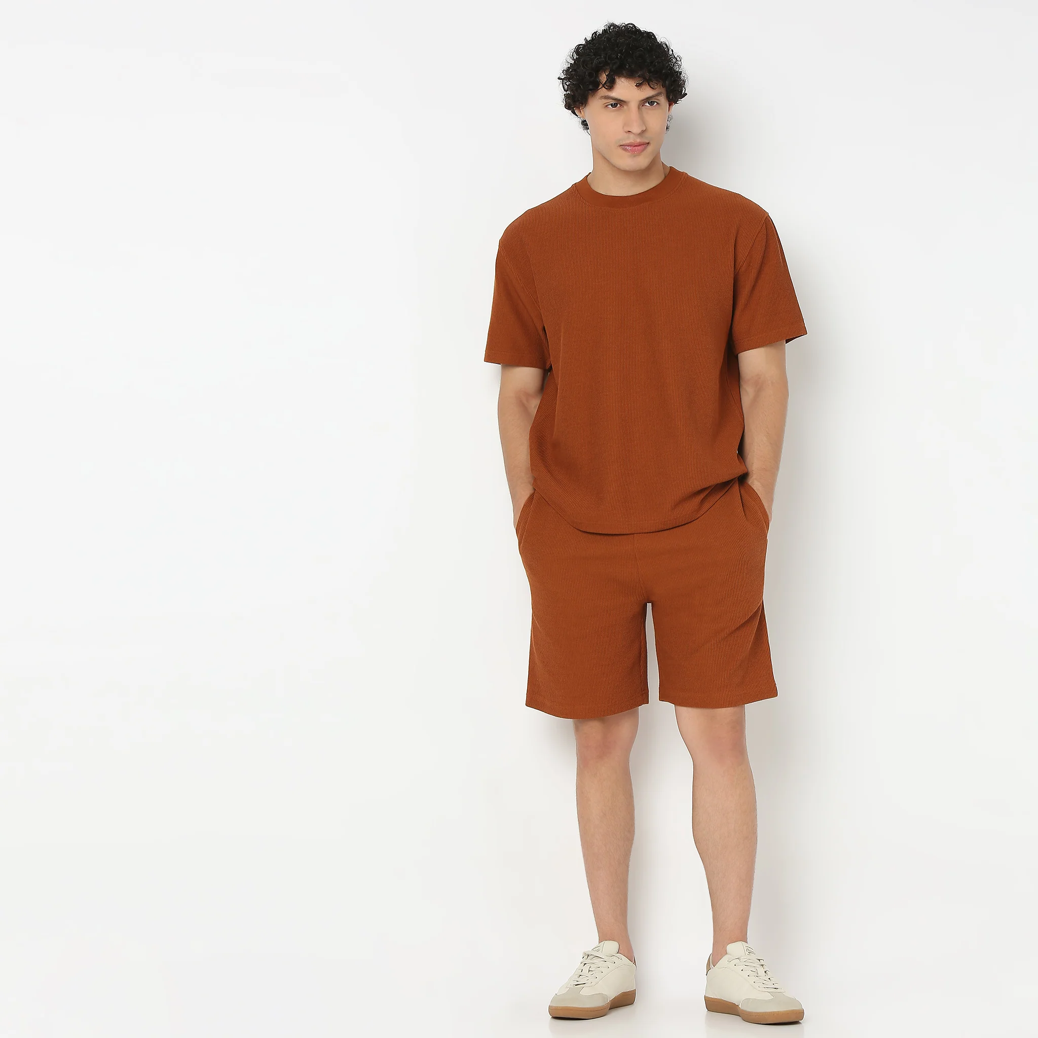 Cropped Bermuda Structured Uniset Shorts, Elasticated Waistband With DraWstring