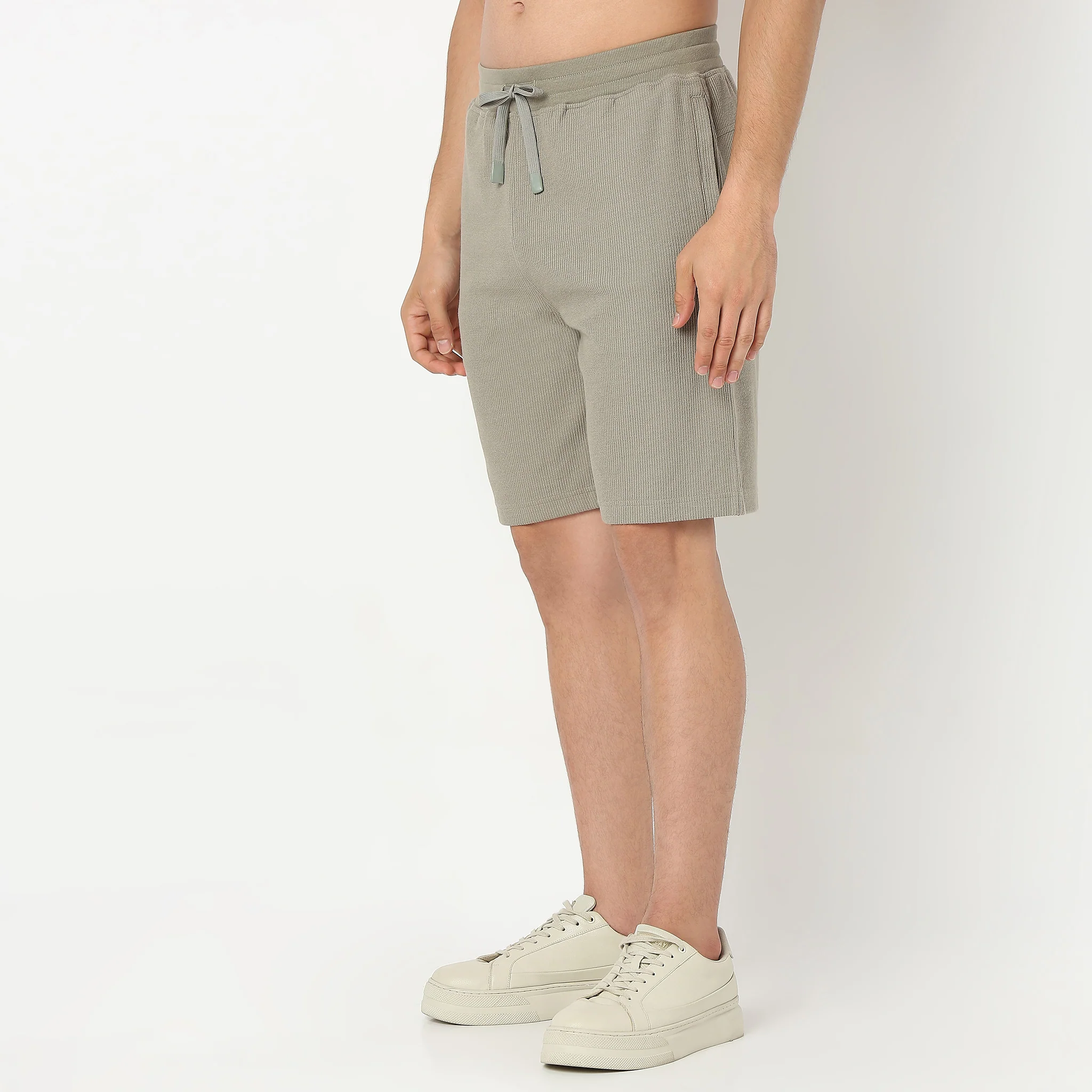 Cropped Bermuda Structured Uniset Shorts, Elasticated Waistband With DraWstring - Image 10