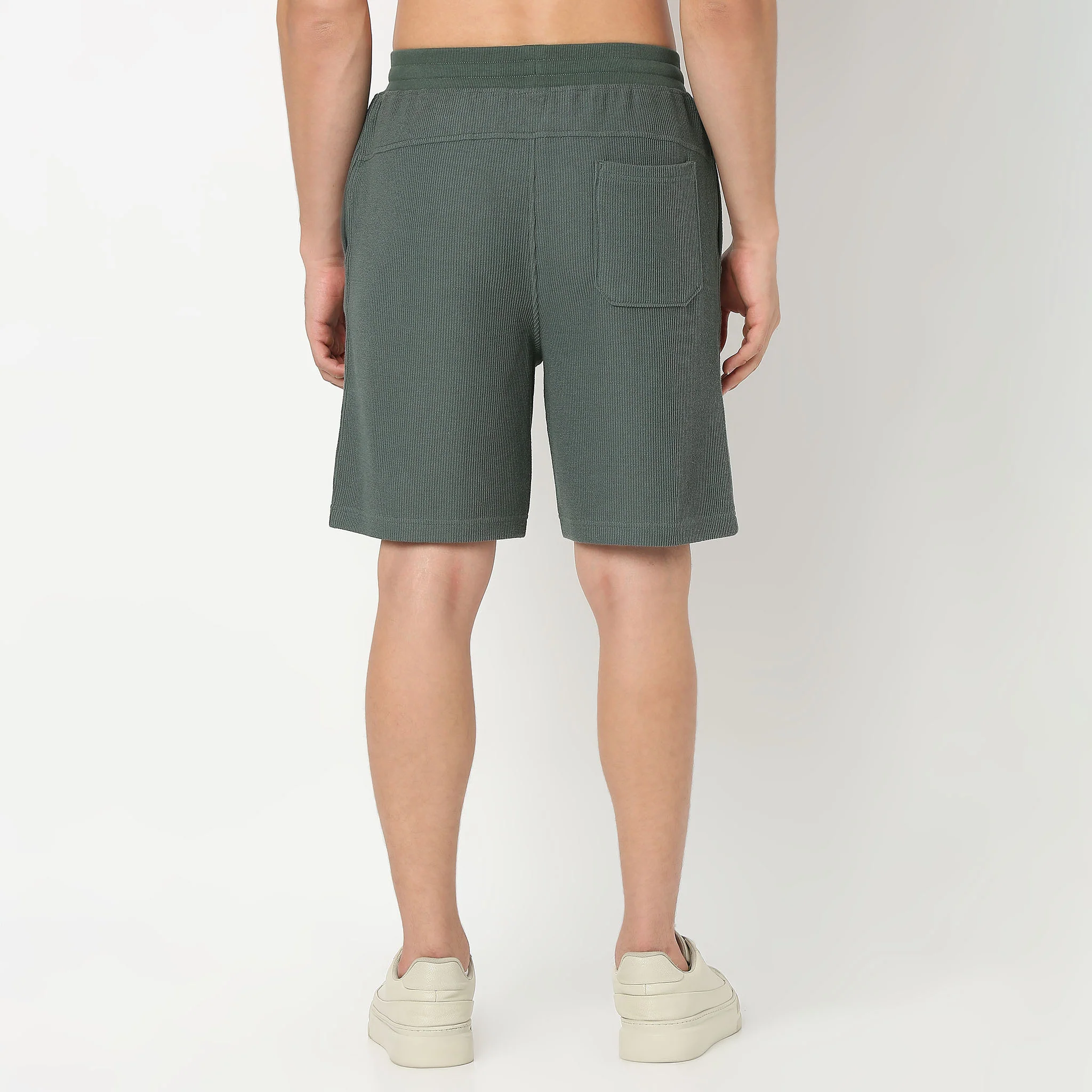 Cropped Bermuda Structured Uniset Shorts, Elasticated Waistband With DraWstring - Image 13