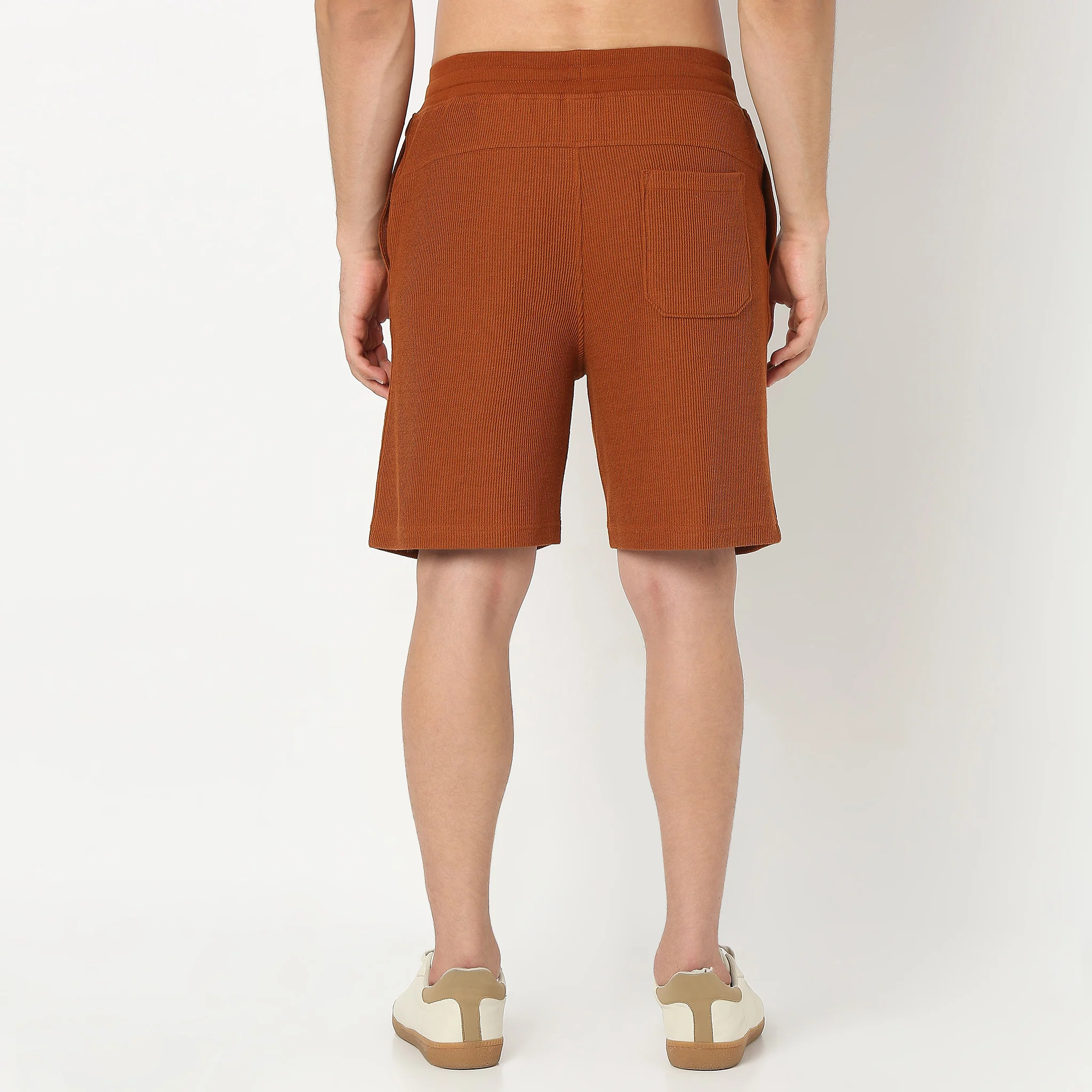 Cropped Bermuda Structured Uniset Shorts, Elasticated Waistband With DraWstring - Image 3