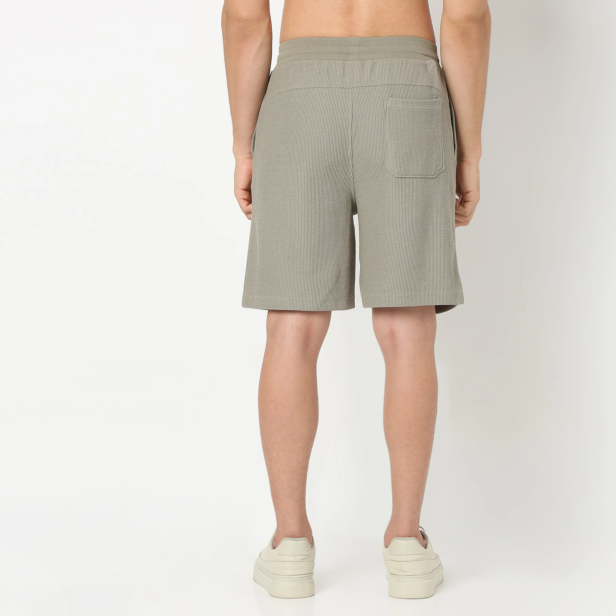 Cropped Bermuda Structured Uniset Shorts, Elasticated Waistband With DraWstring - Image 8