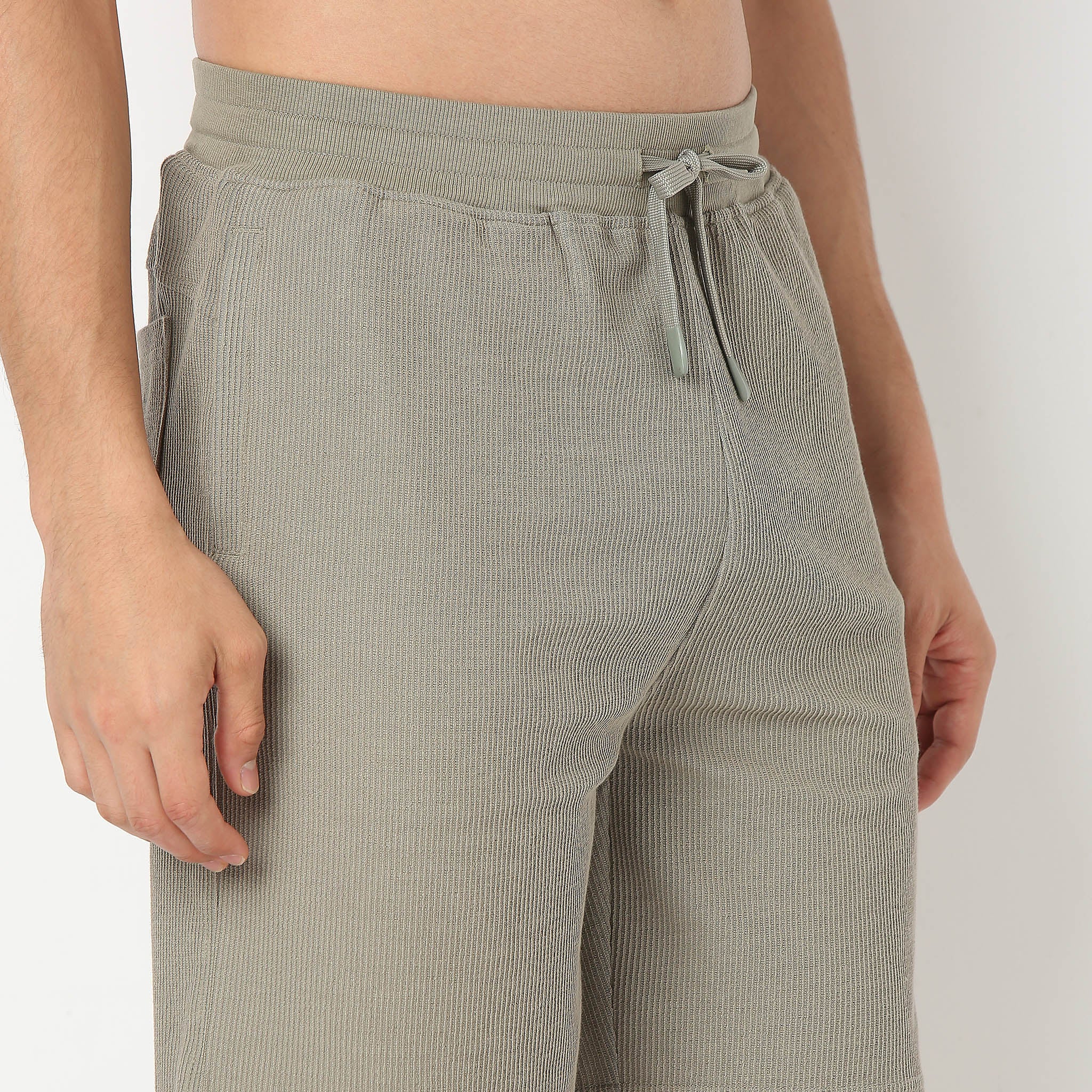 Cropped Bermuda Structured Uniset Shorts, Elasticated Waistband With DraWstring - Image 9