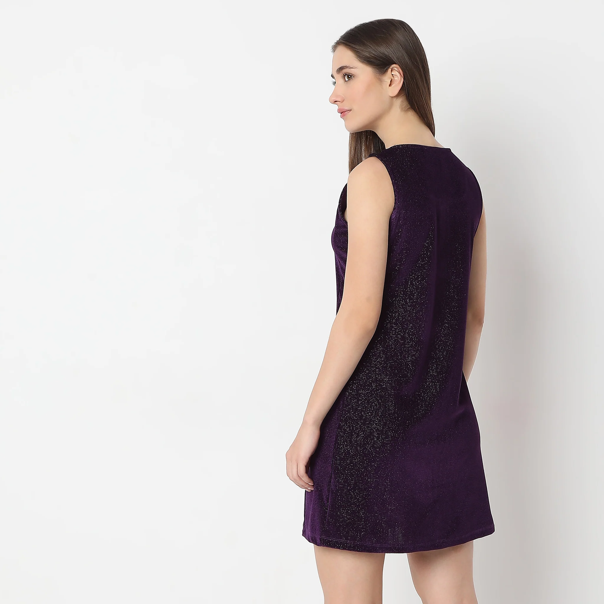 Above Knee With Front Button Solid Party Dress - Image 3