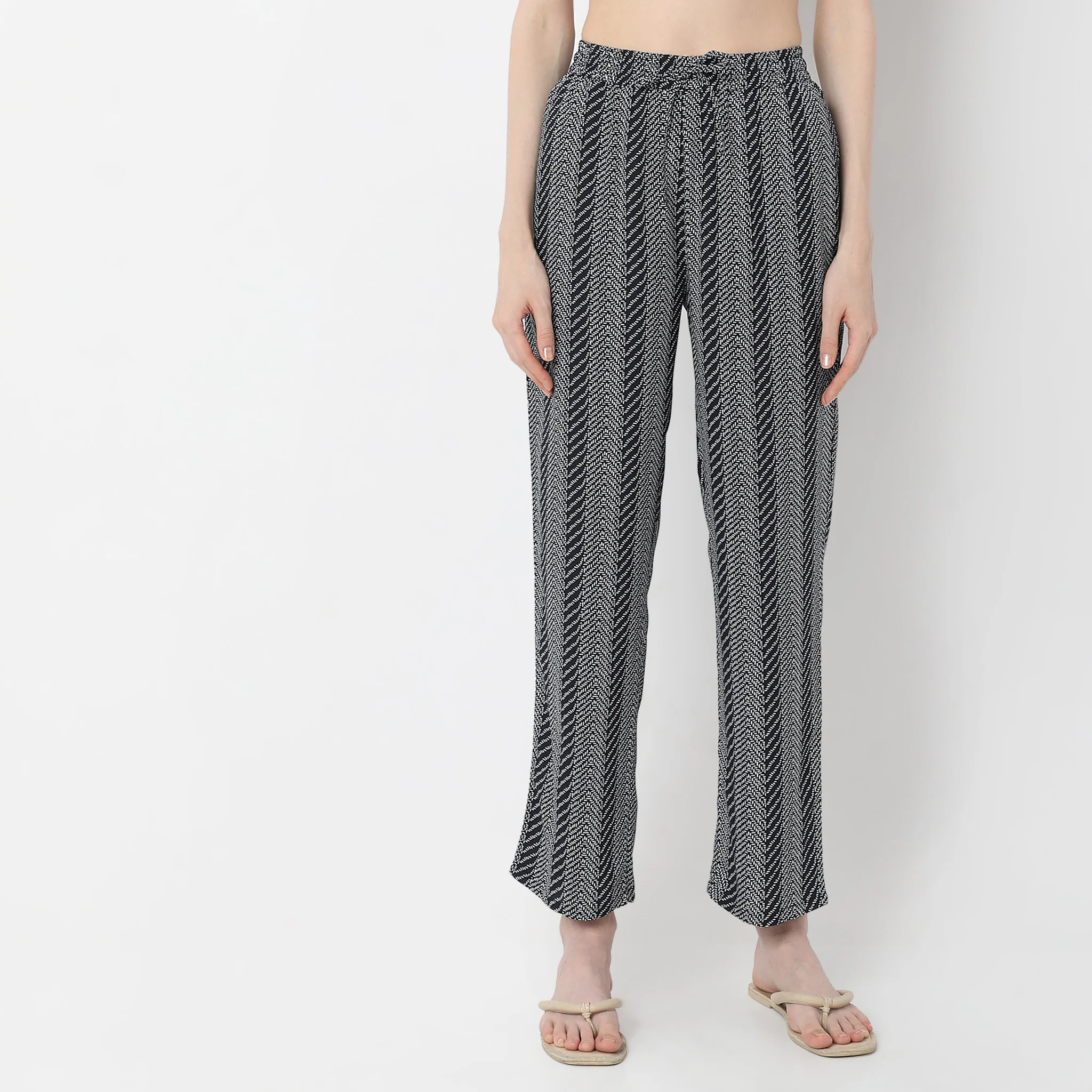 Abstract Print Cotton Lounge Palazzos - Image 2
