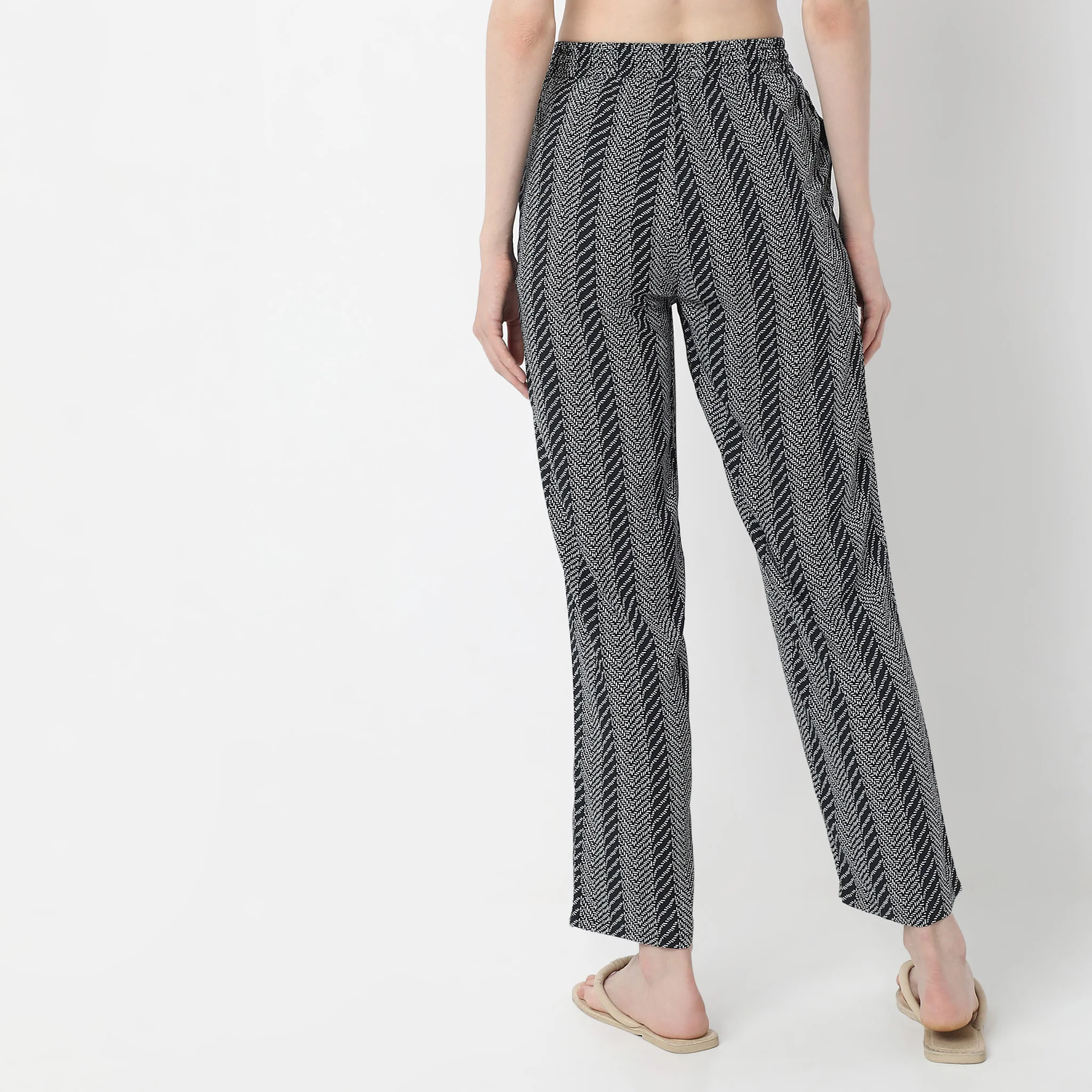 Abstract Print Cotton Lounge Palazzos - Image 3