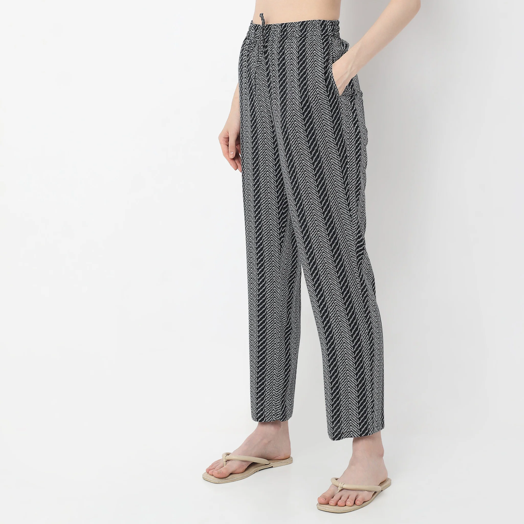 Abstract Print Cotton Lounge Palazzos - Image 5