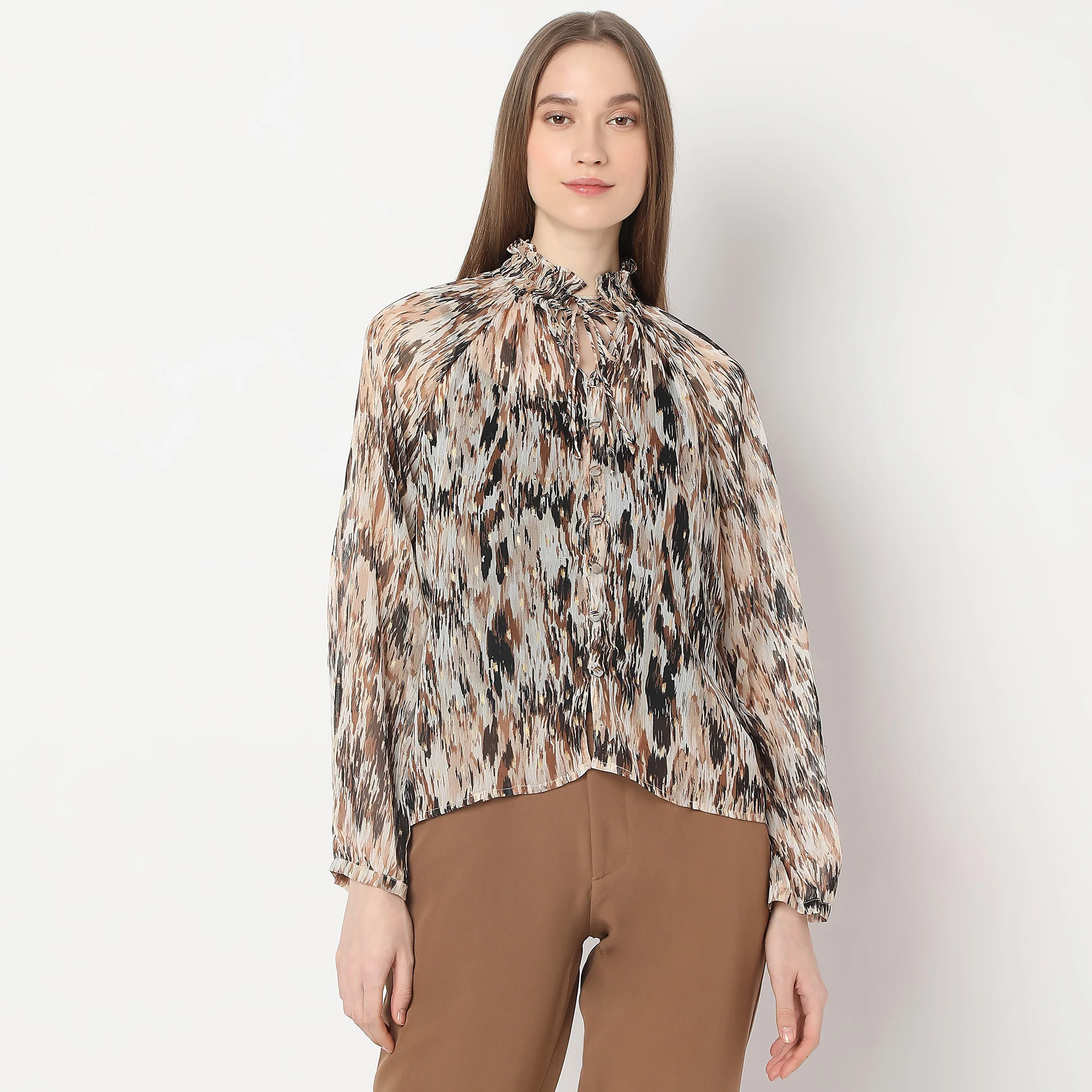 Abstract Woven Full Sleeve Top - Image 2