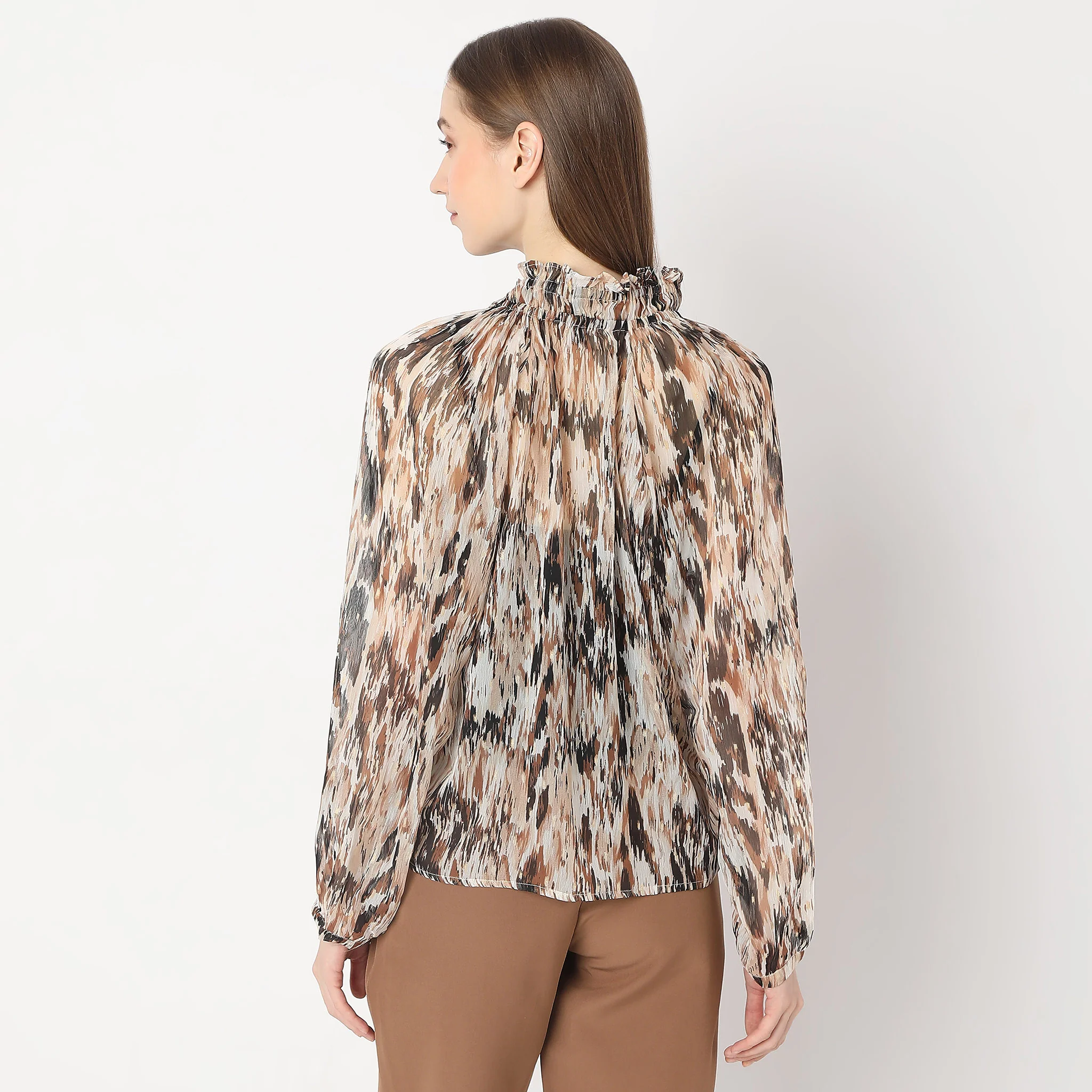Abstract Woven Full Sleeve Top - Image 3