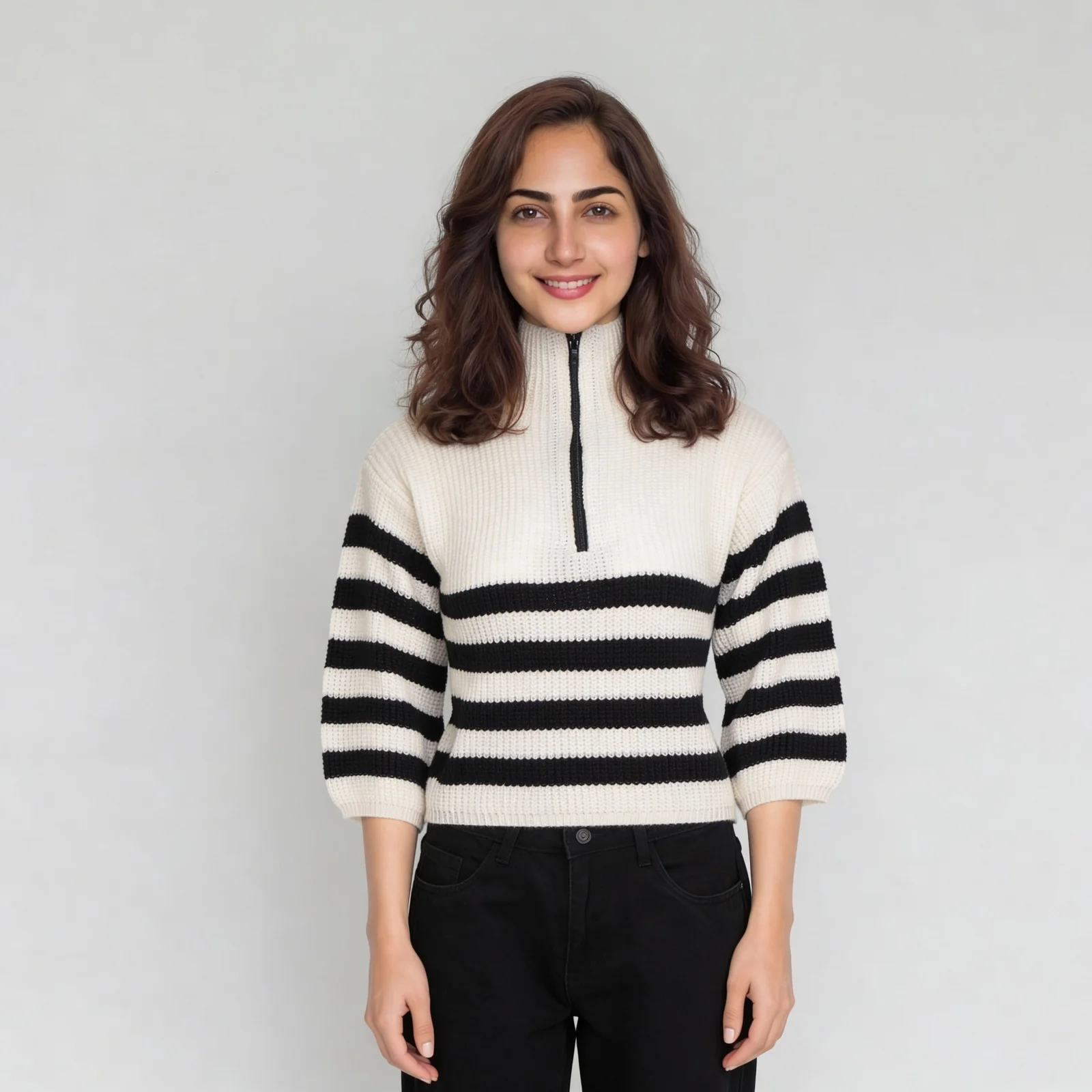 Striped High Neck Flatknit Top - Image 2