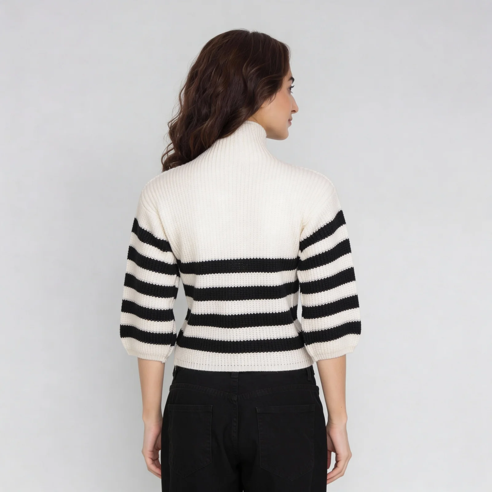 Striped High Neck Flatknit Top - Image 3