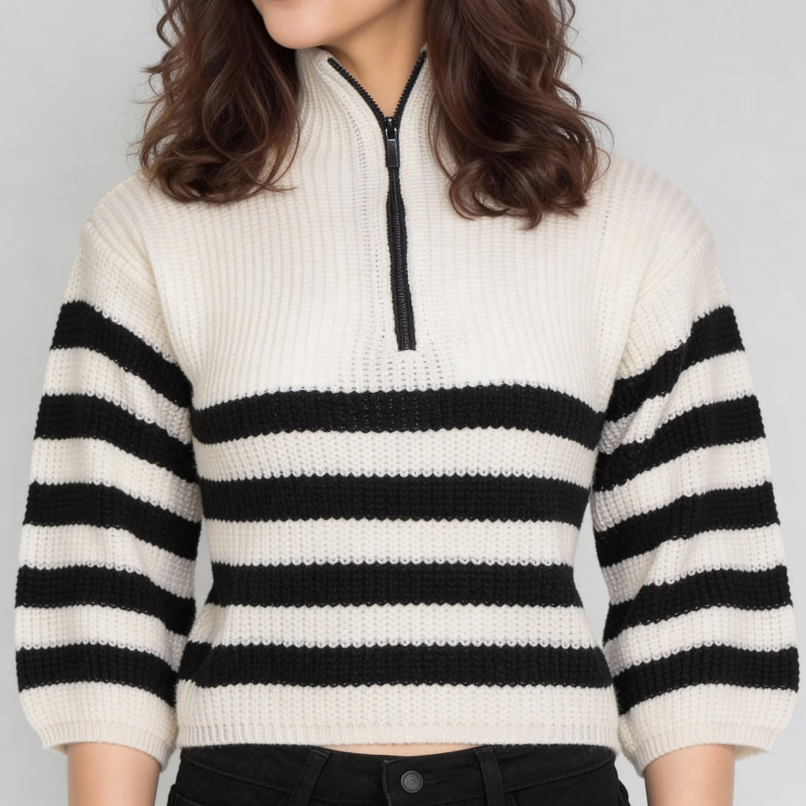 Striped High Neck Flatknit Top - Image 4