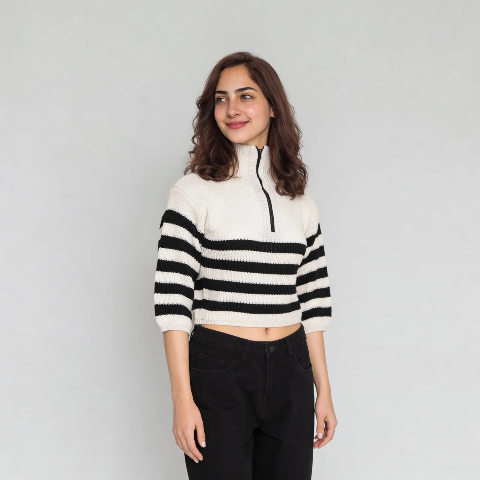 Striped High Neck Flatknit Top - Image 5