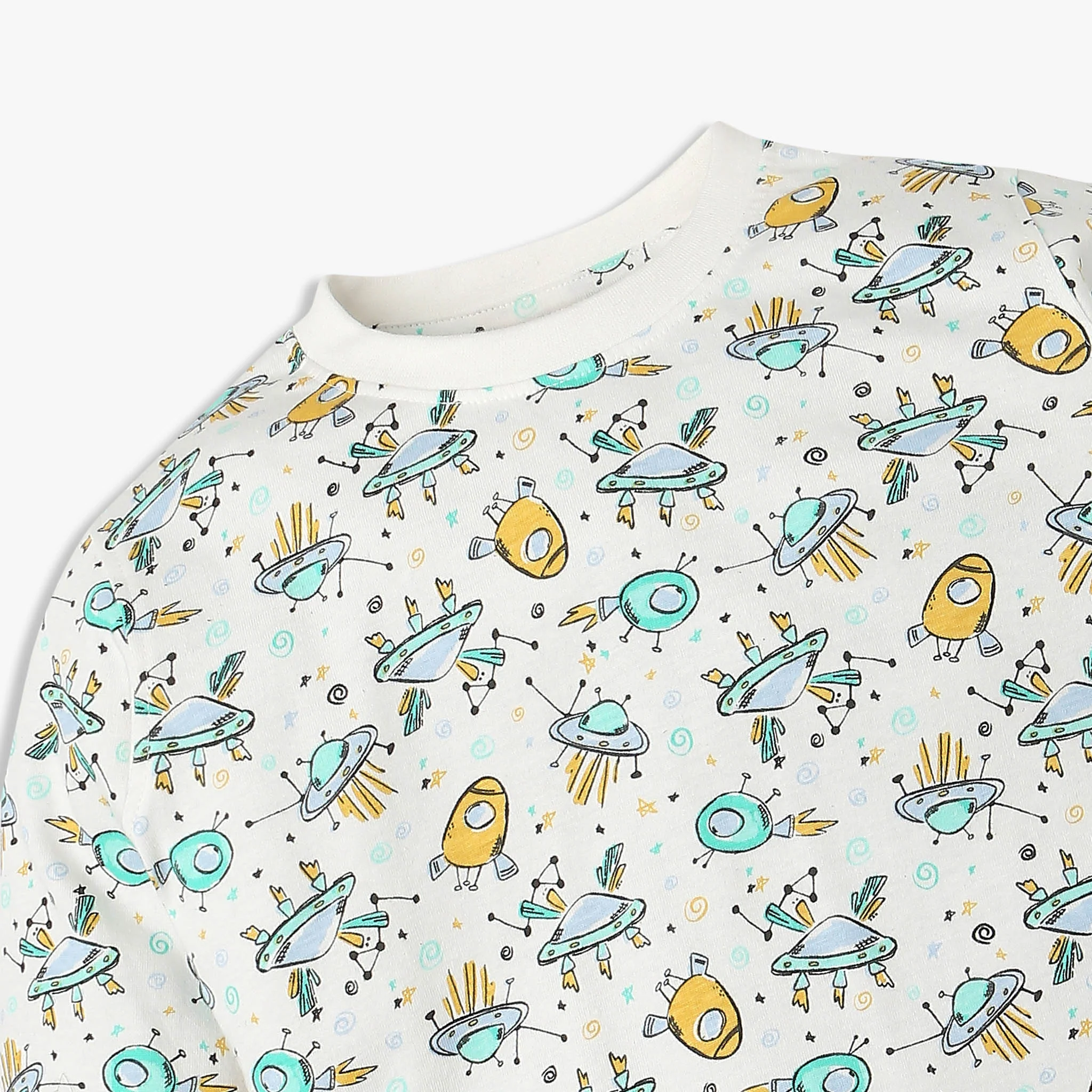 All Over Print Cotton T-Shirt with Track Pant Sleepwear Set - Image 4