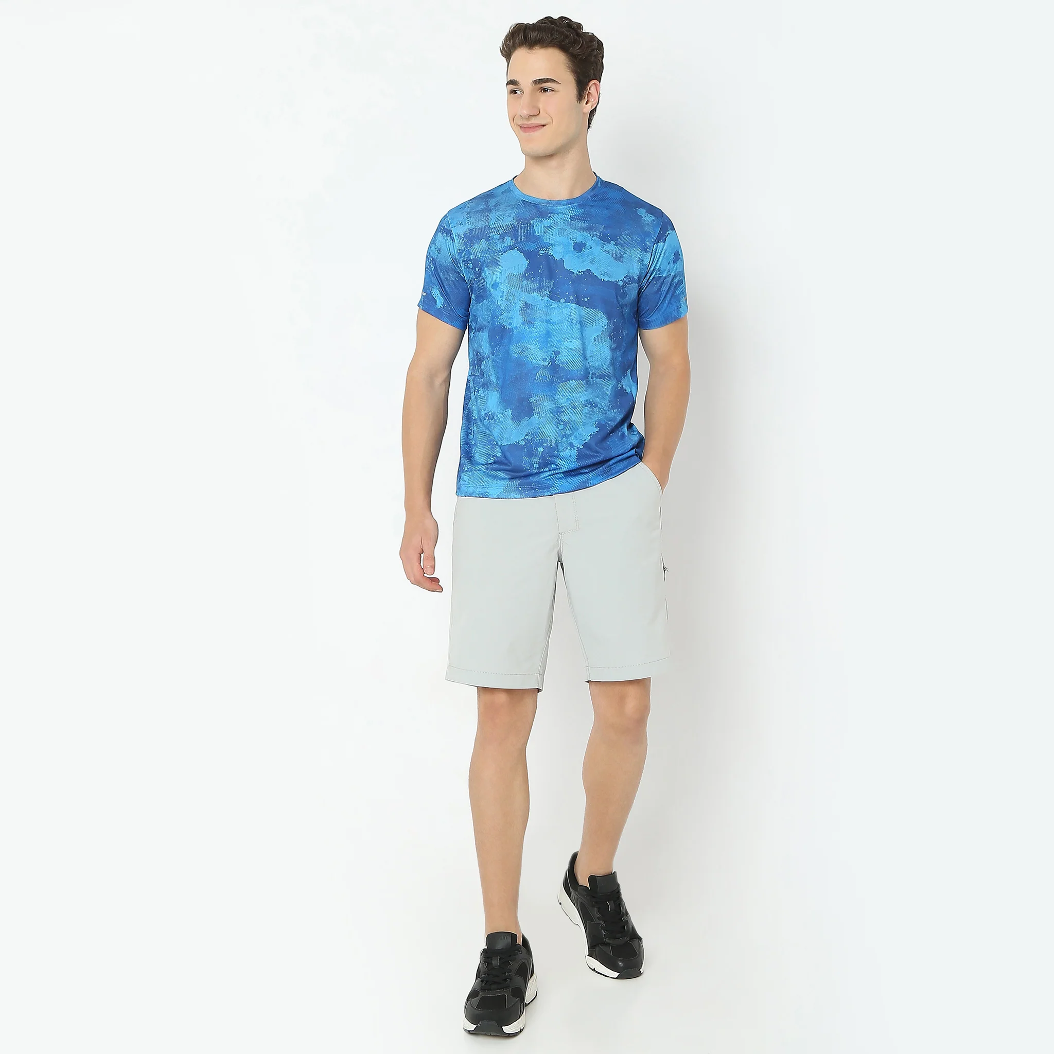 All Over Print Crew Neck Modern Activewear Running T-Shirt - Image 2