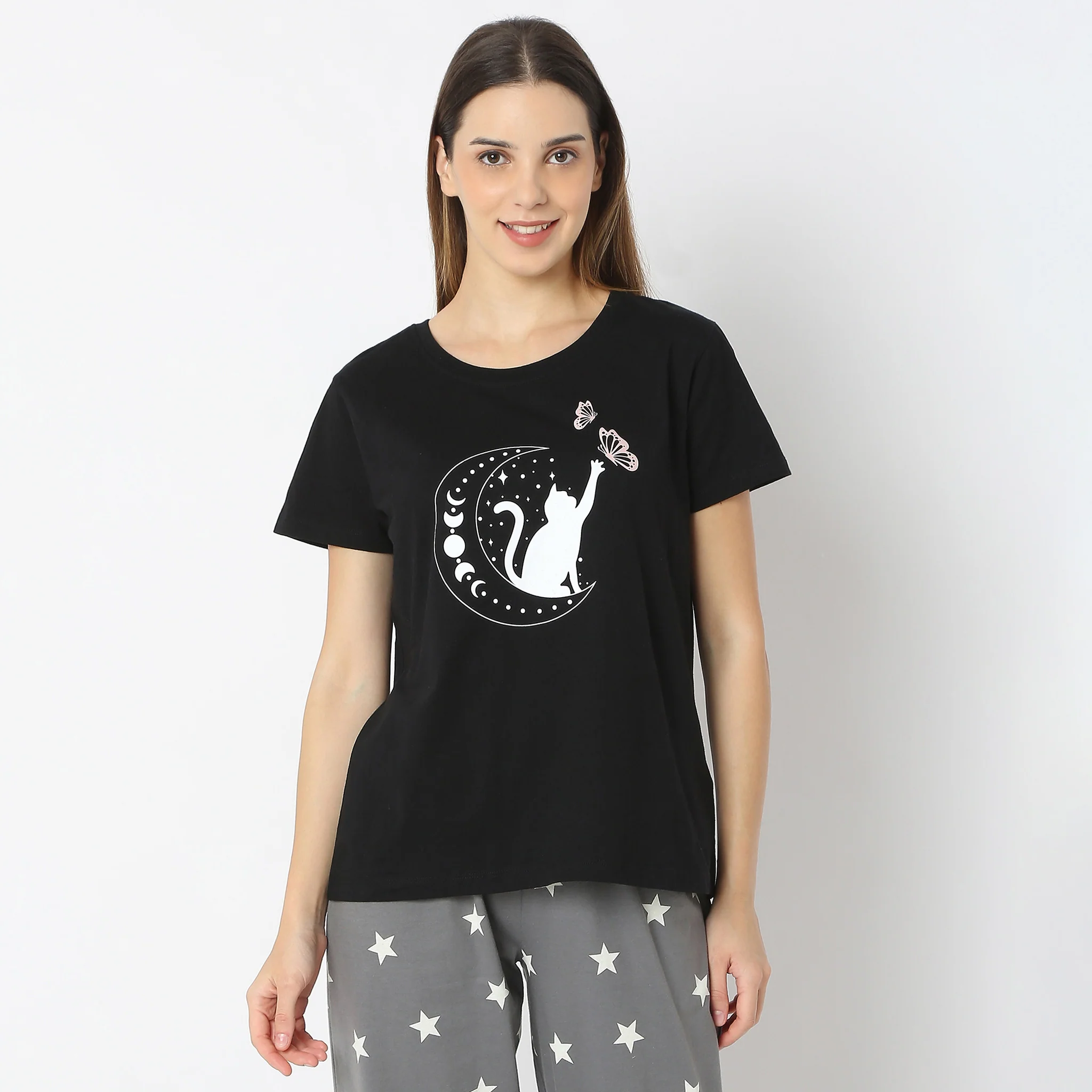 Animal Print Casual Short Sleeve Lounge T-Shirt - Image 2