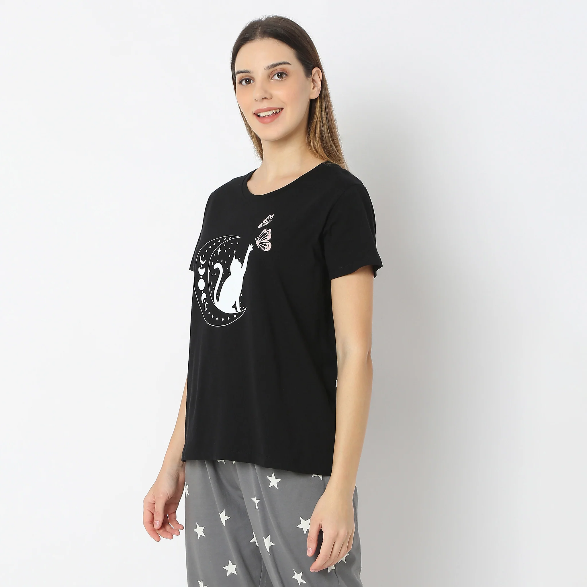 Animal Print Casual Short Sleeve Lounge T-Shirt - Image 5