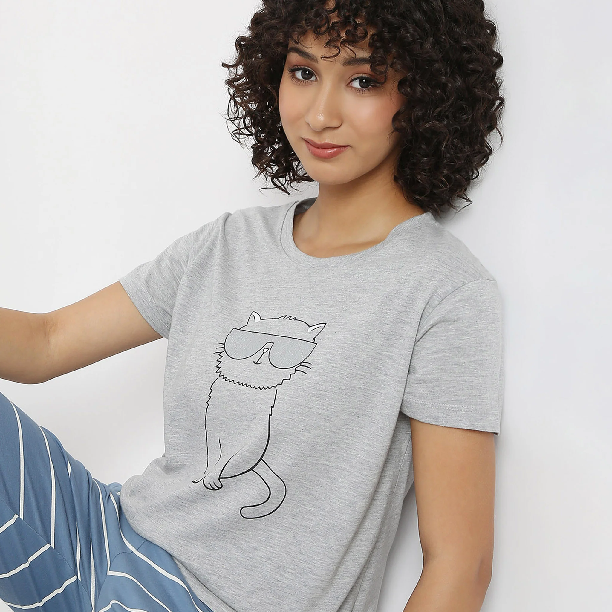 Animal Print Crew Neck Lounge T-Shirt - Image 4