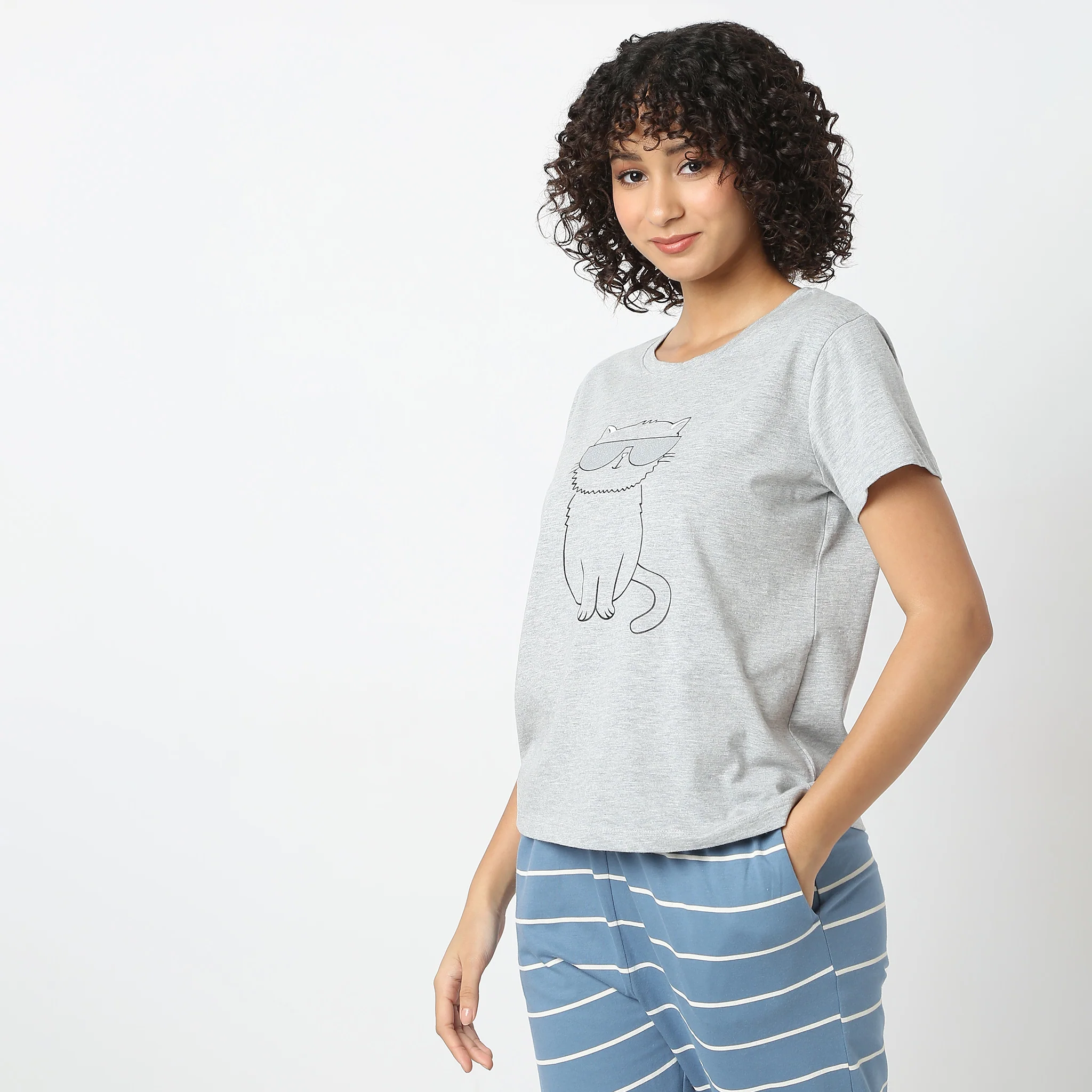 Animal Print Crew Neck Lounge T-Shirt - Image 5