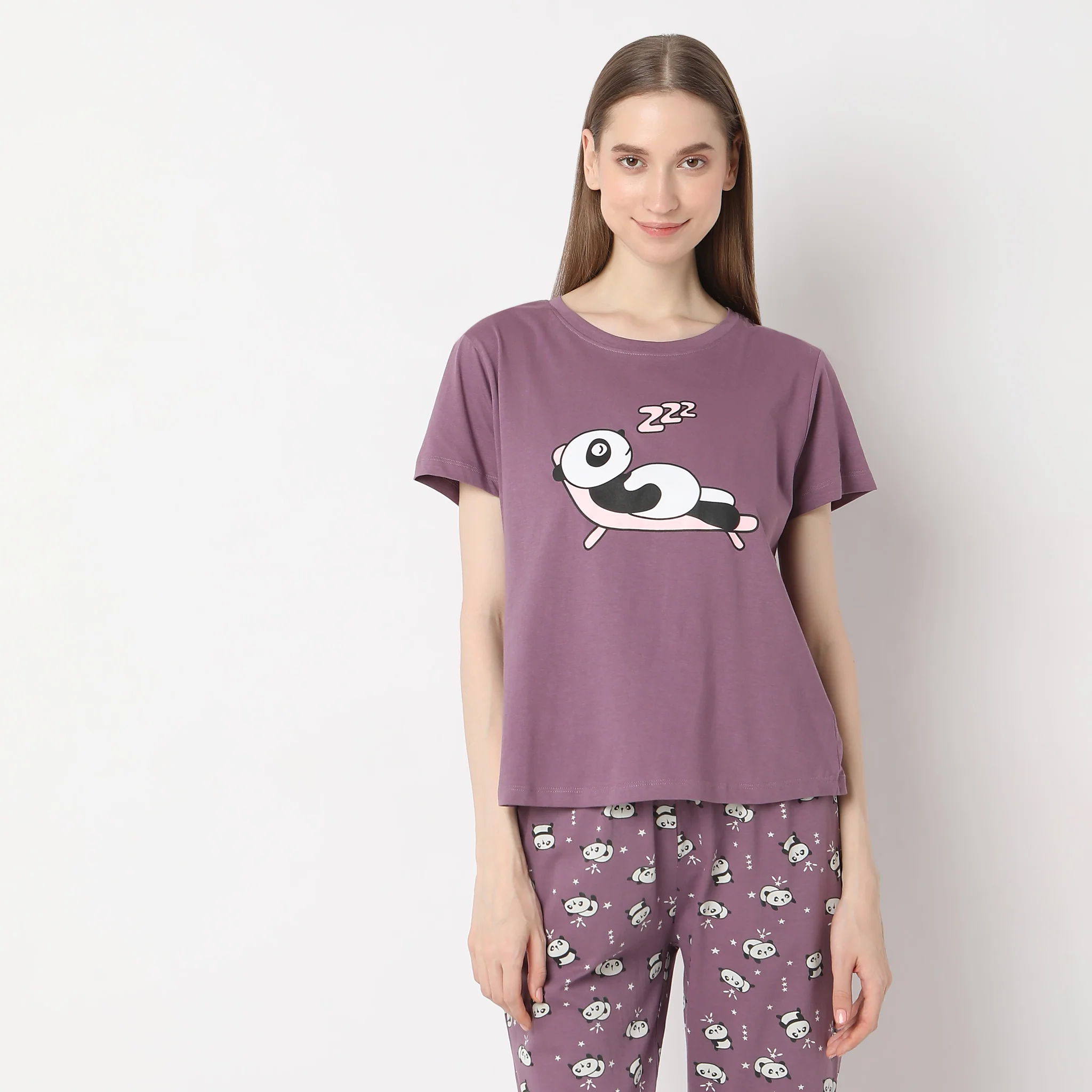 Animal Print Crew Neck Lounge T-Shirt - Image 2