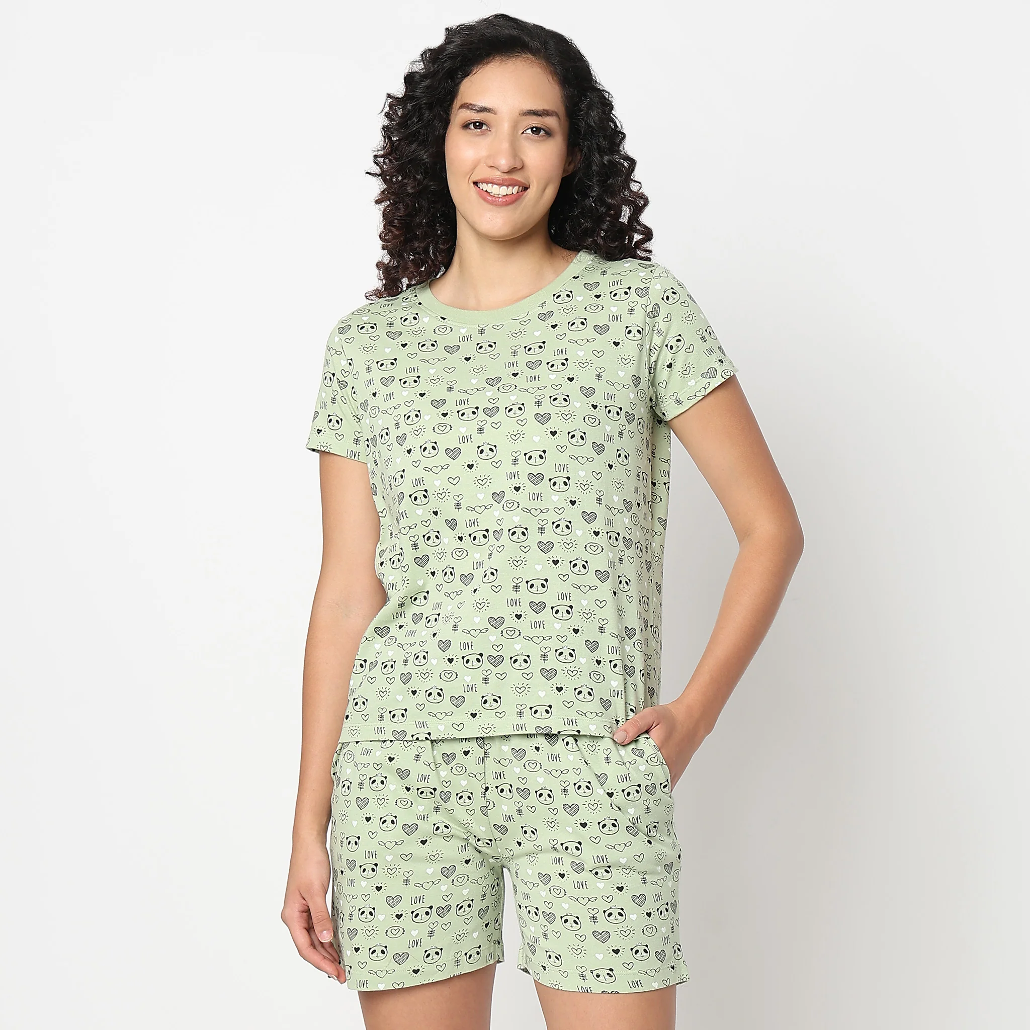 Animal Print Crew Neck Loungewear T-Shirt - Image 2