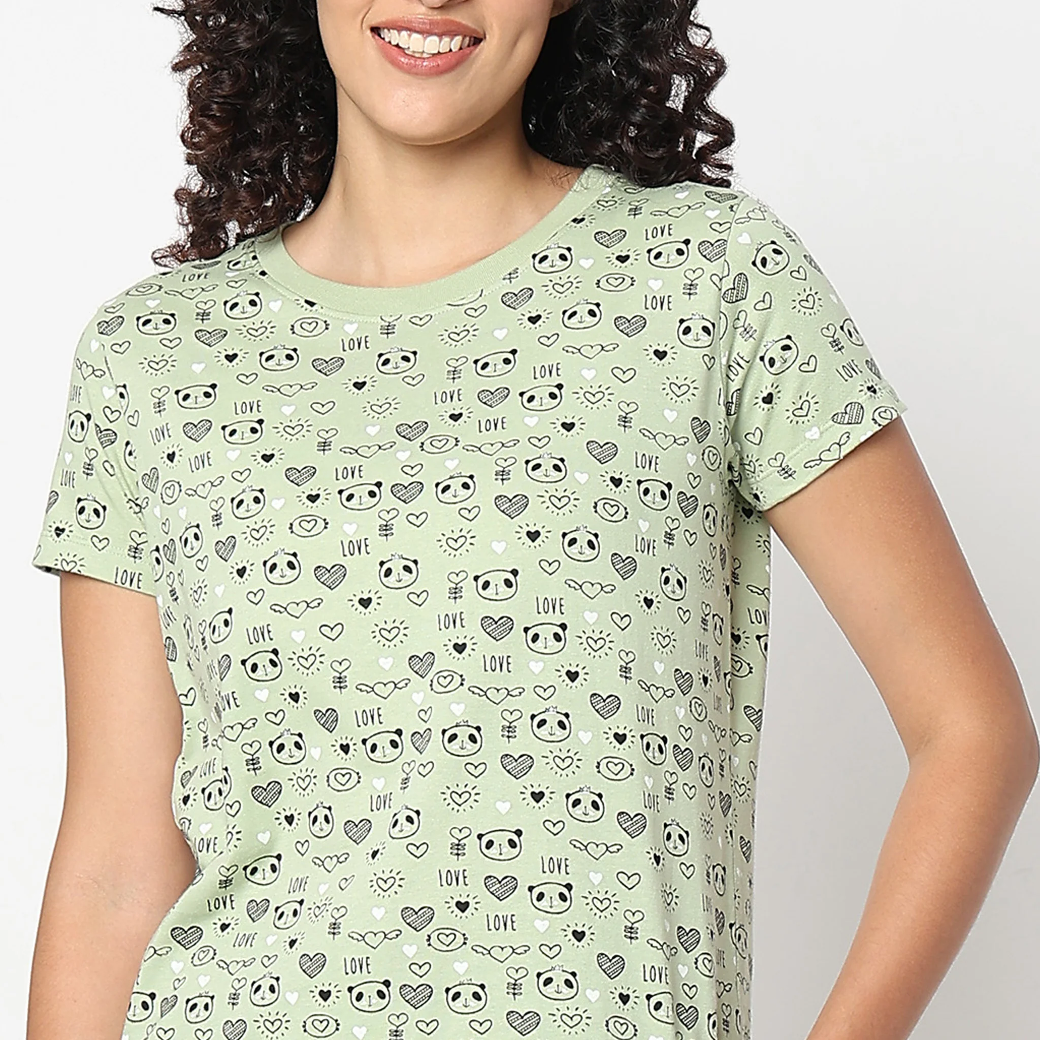 Animal Print Crew Neck Loungewear T-Shirt - Image 4