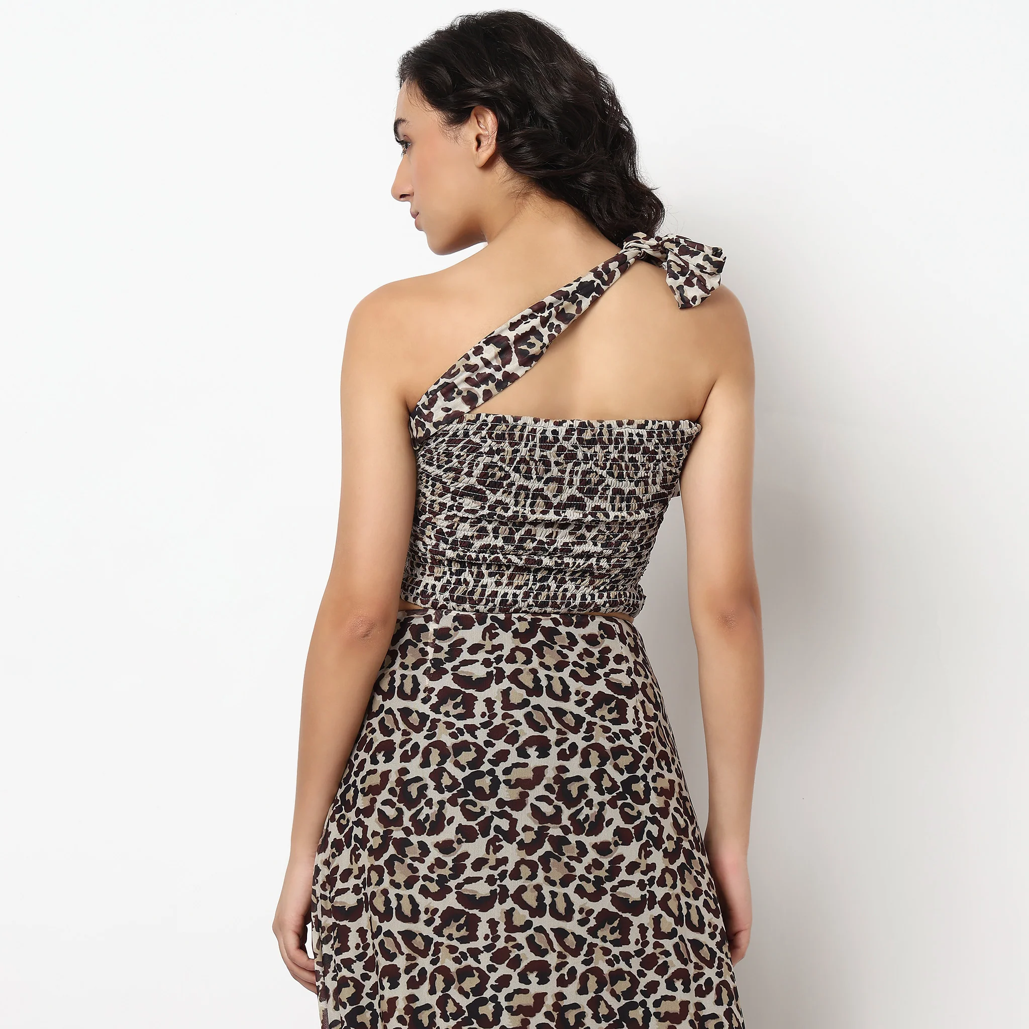 Animal Print Tube Top With Side Ruching And Strap Around The Neck - Image 3