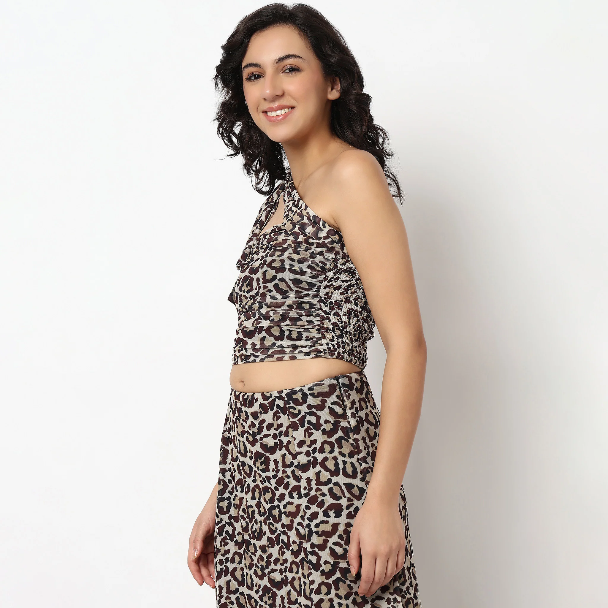 Animal Print Tube Top With Side Ruching And Strap Around The Neck - Image 5