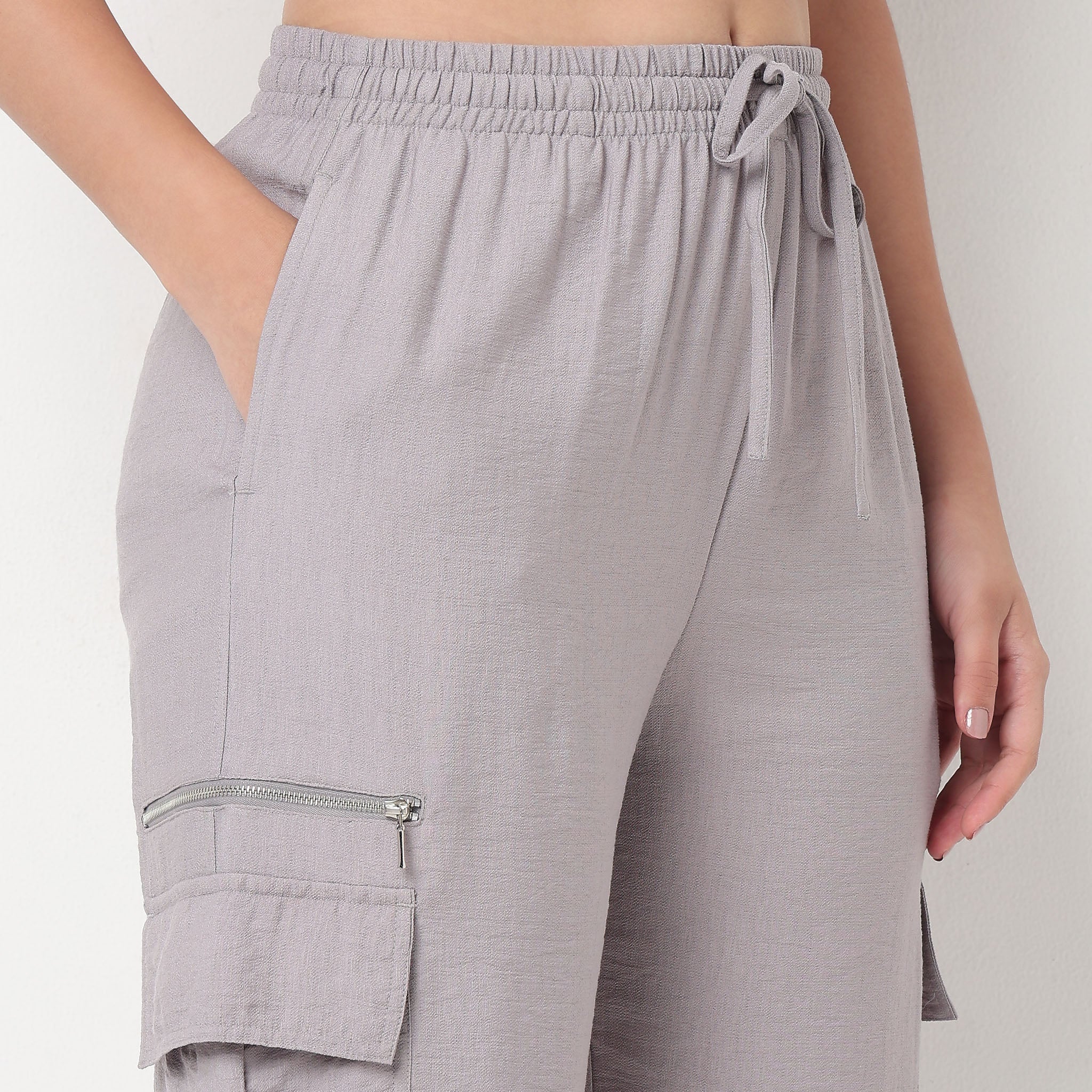 Relaxed Fit High Rise Pant With Elasticated Drawcord - Image 9