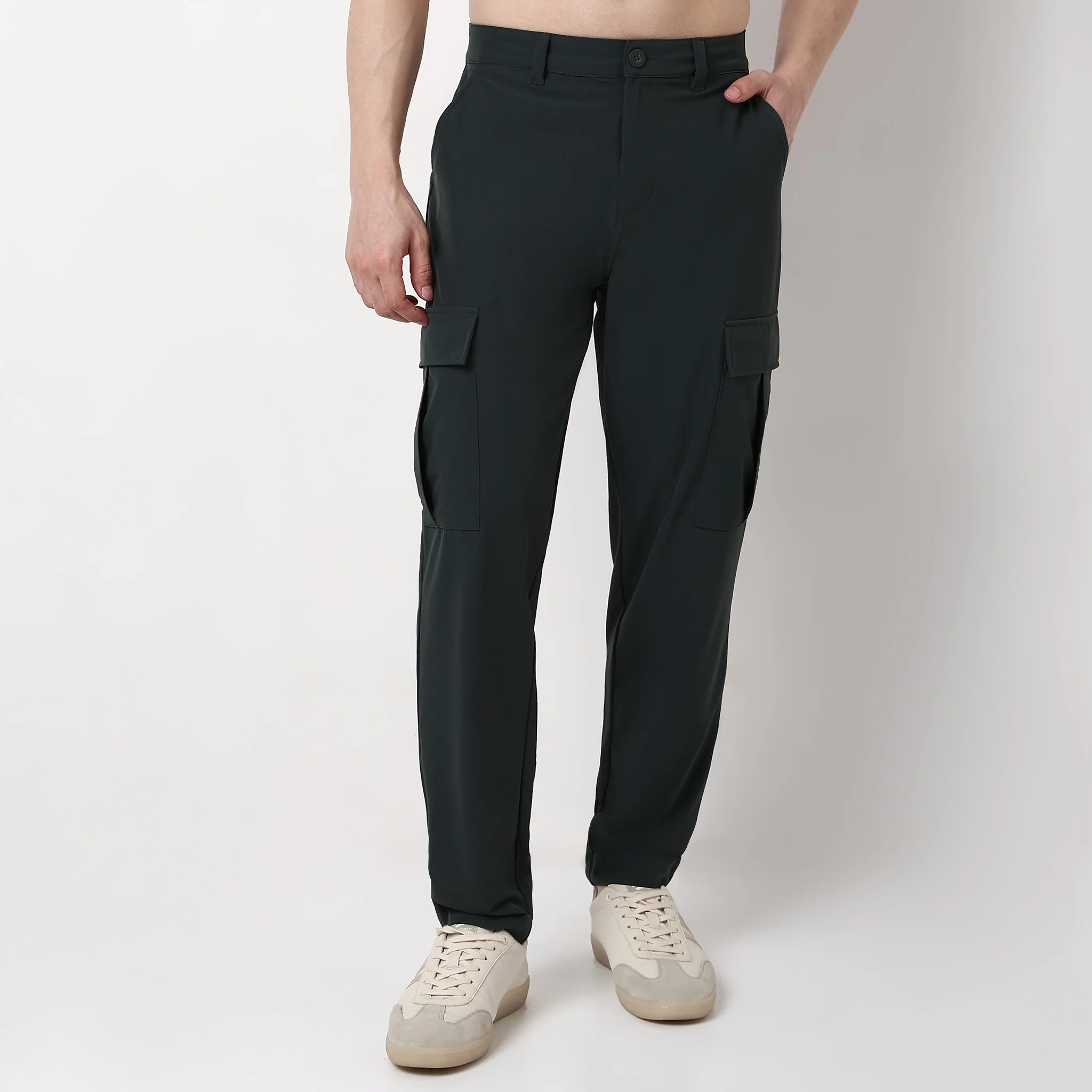 Ultra Light Weight Nylon Blend Relaxed Fit Cargo Pants With Utility Pockets - Image 12