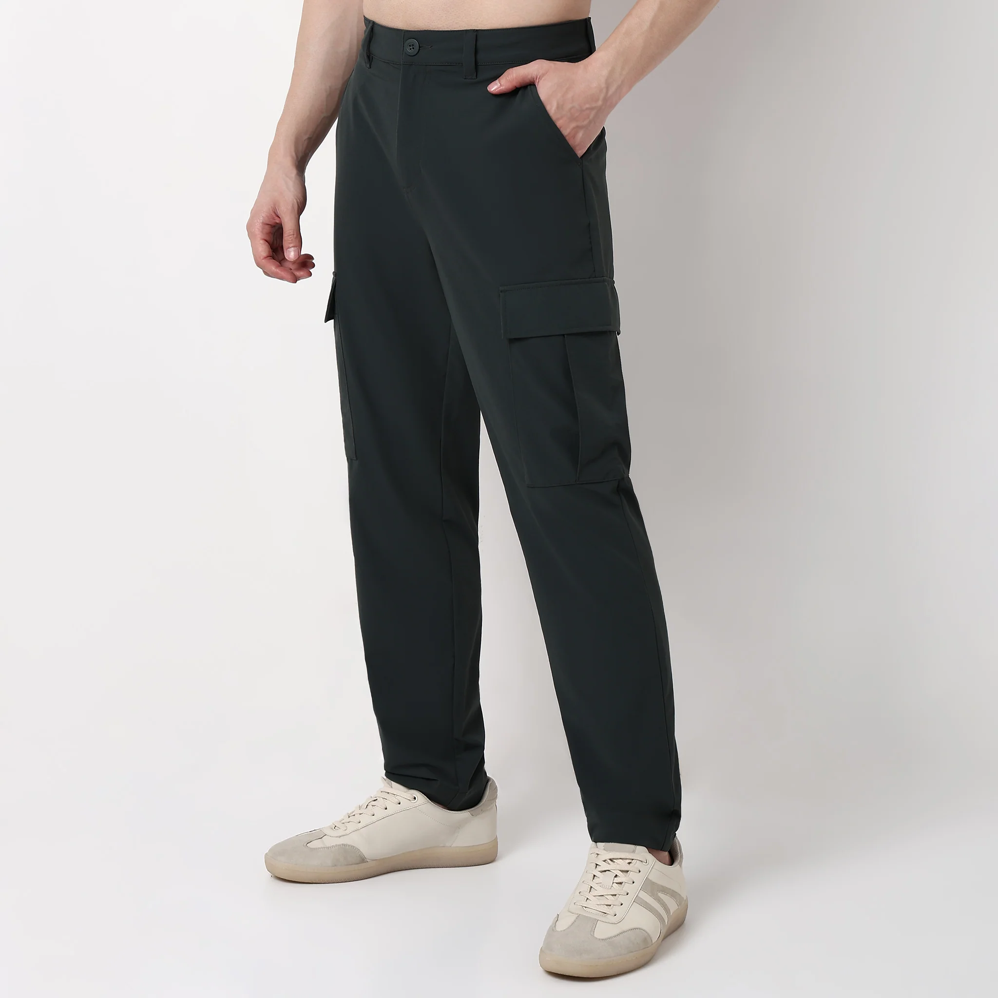Ultra Light Weight Nylon Blend Relaxed Fit Cargo Pants With Utility Pockets - Image 15