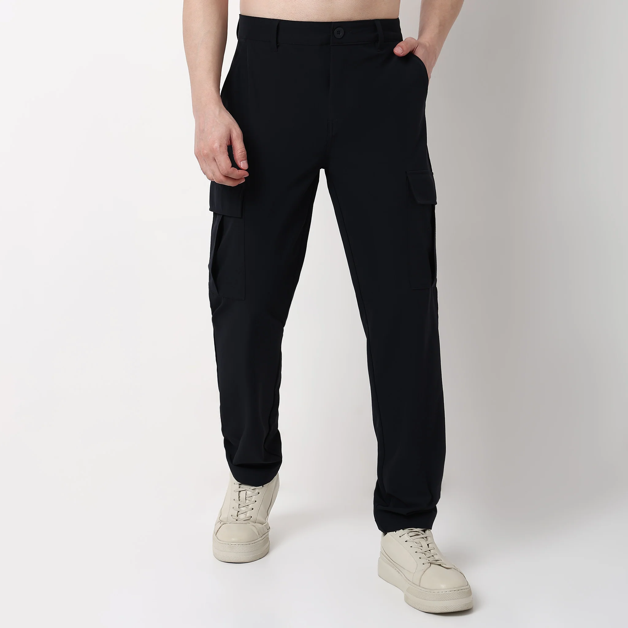 Ultra Light Weight Nylon Blend Relaxed Fit Cargo Pants With Utility Pockets - Image 17