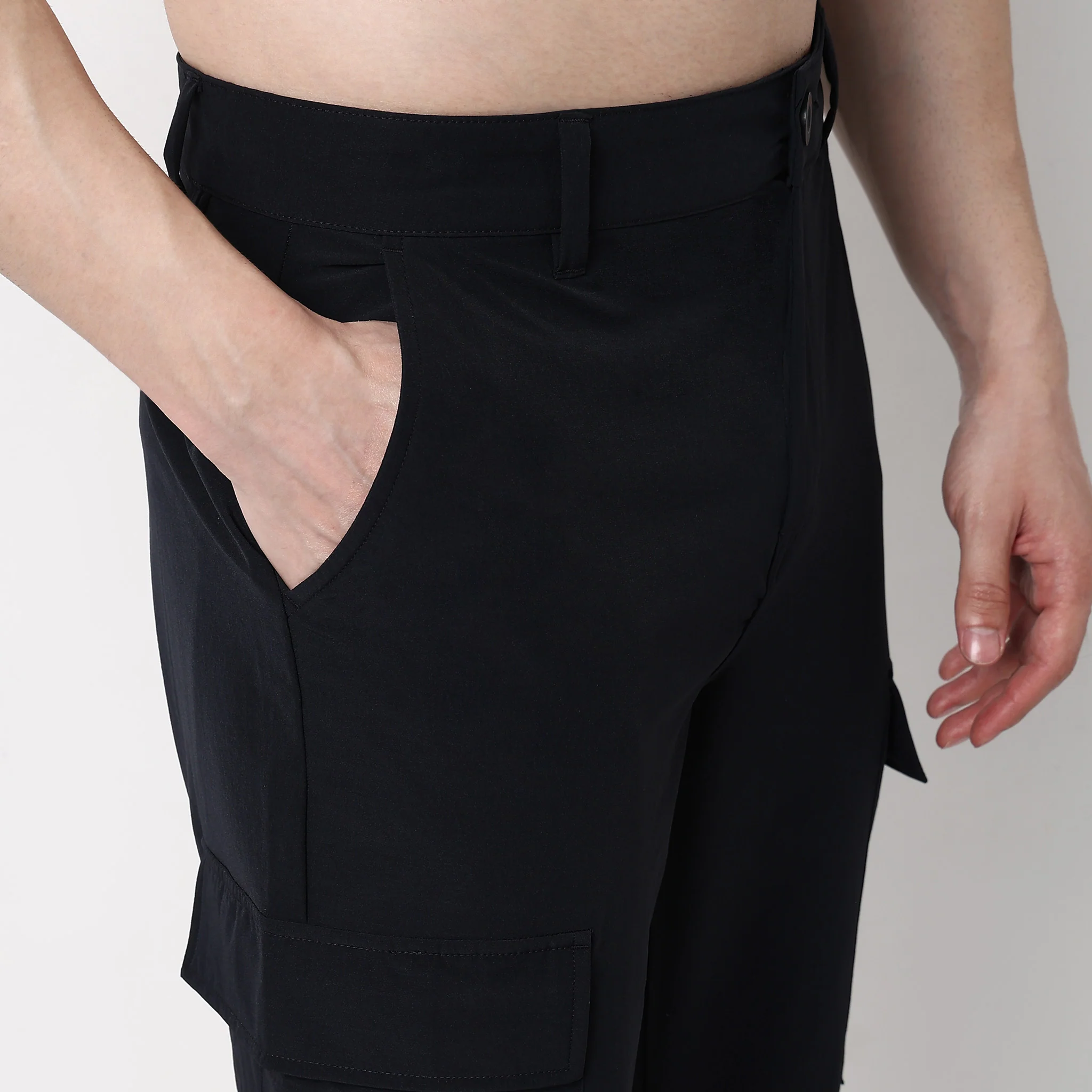 Ultra Light Weight Nylon Blend Relaxed Fit Cargo Pants With Utility Pockets - Image 19