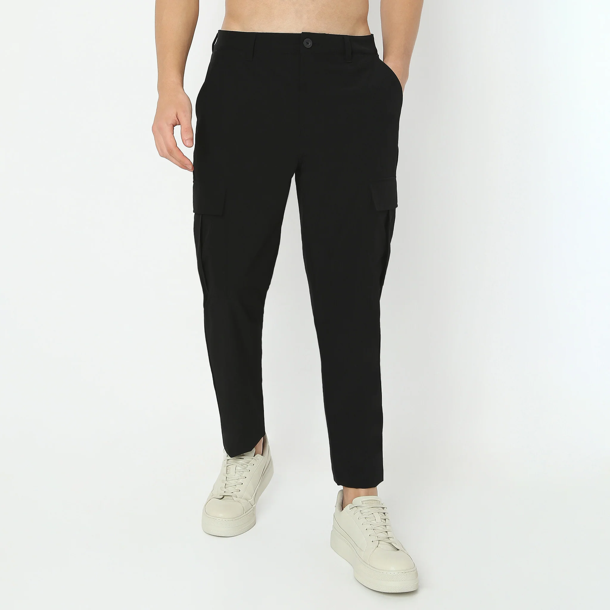 Ultra Light Weight Nylon Blend Relaxed Fit Cargo Pants With Utility Pockets - Image 2