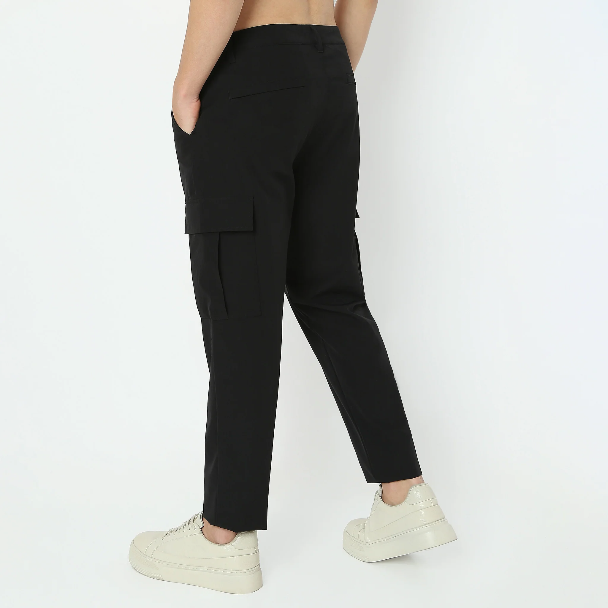 Ultra Light Weight Nylon Blend Relaxed Fit Cargo Pants With Utility Pockets - Image 3