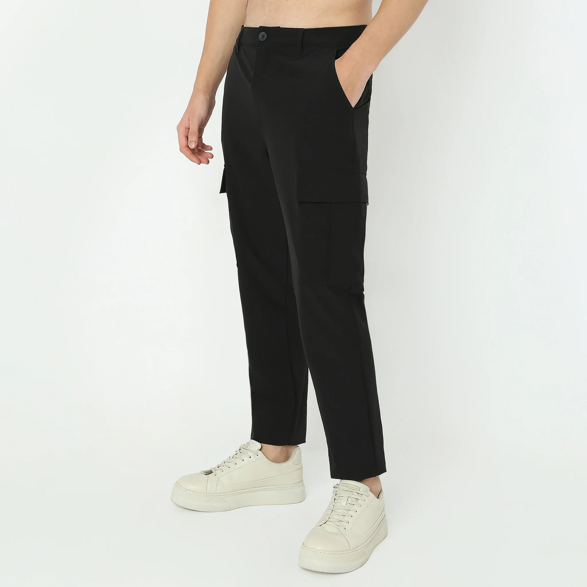 Ultra Light Weight Nylon Blend Relaxed Fit Cargo Pants With Utility Pockets - Image 5