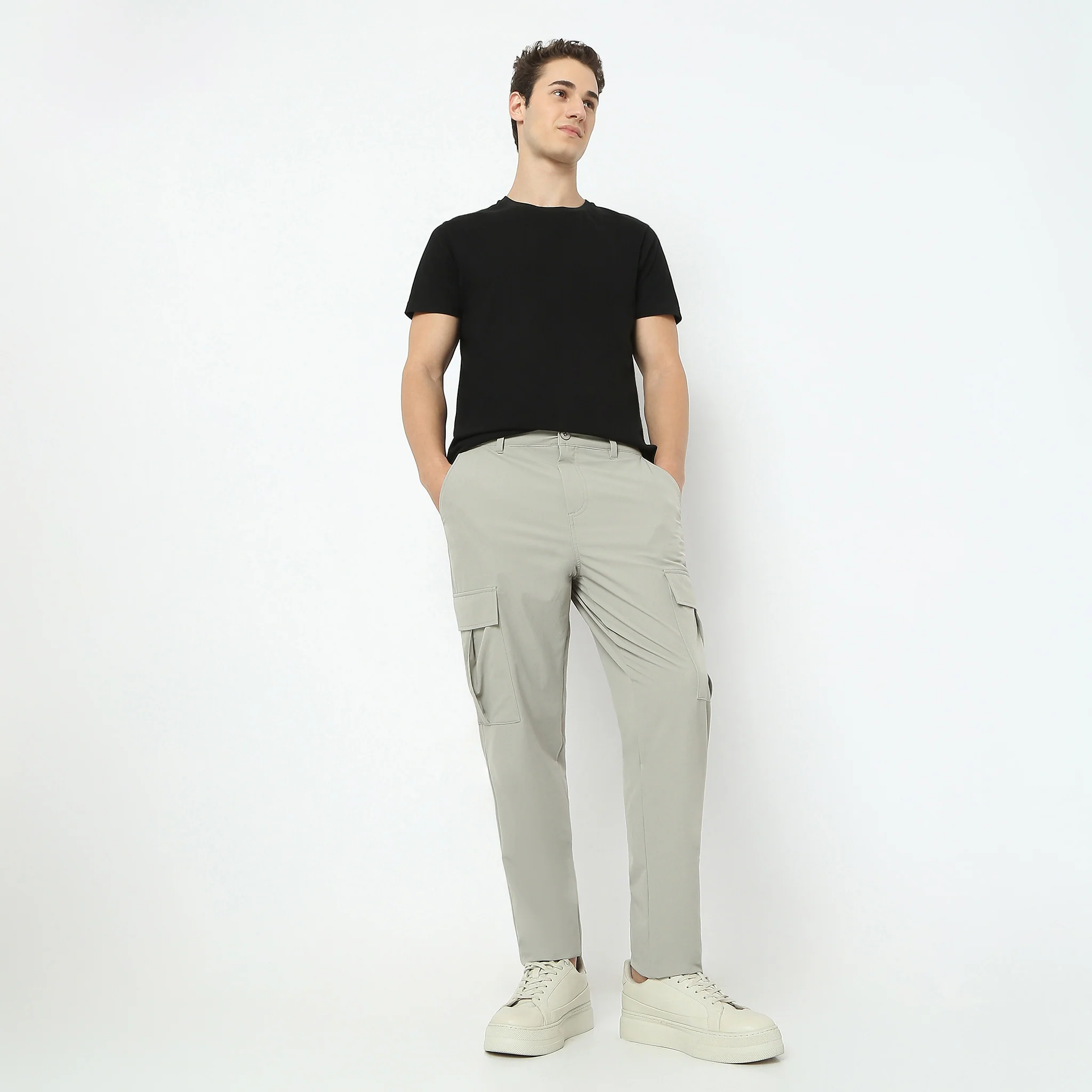 Ultra Light Weight Nylon Blend Relaxed Fit Cargo Pants With Utility Pockets - Image 6