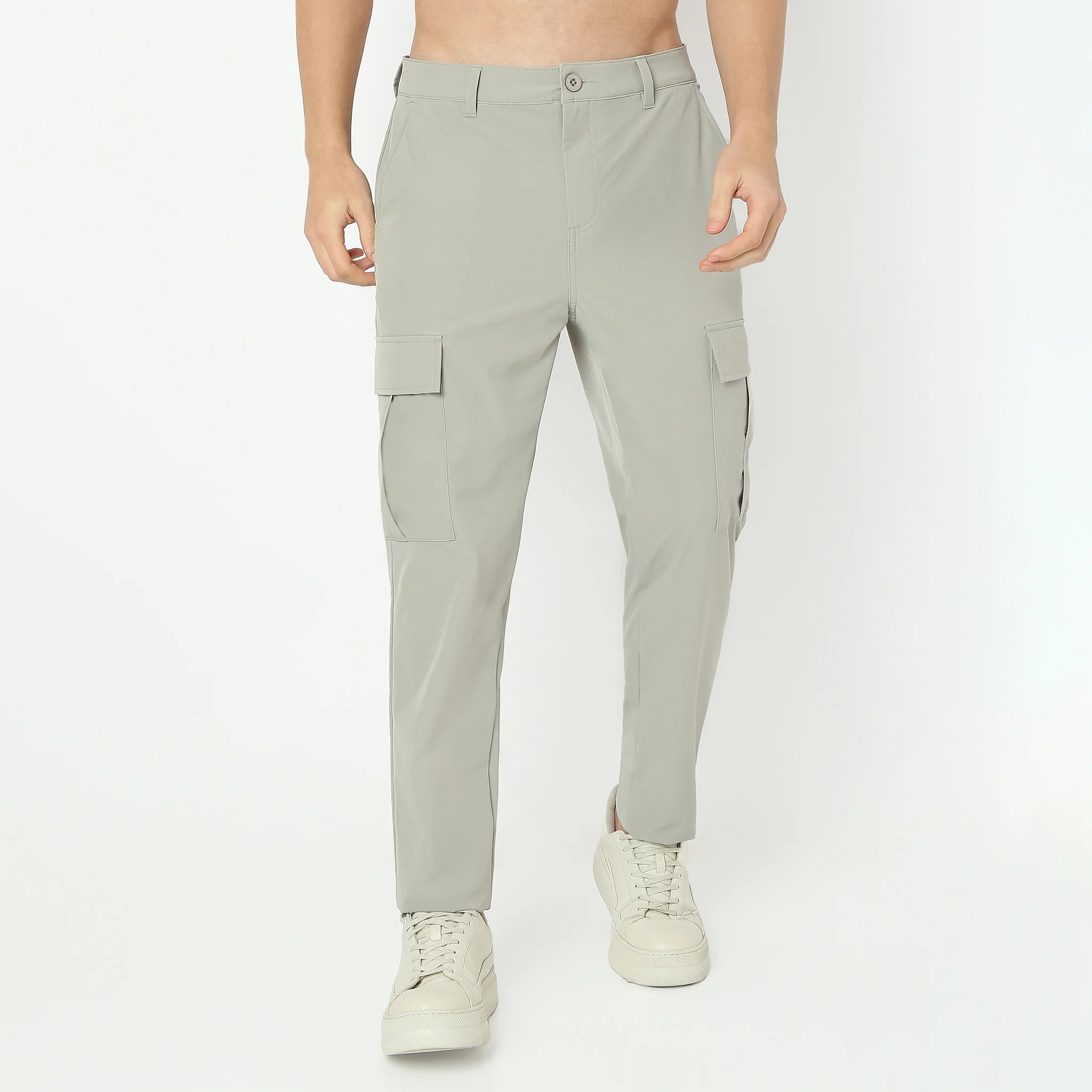 Ultra Light Weight Nylon Blend Relaxed Fit Cargo Pants With Utility Pockets - Image 7