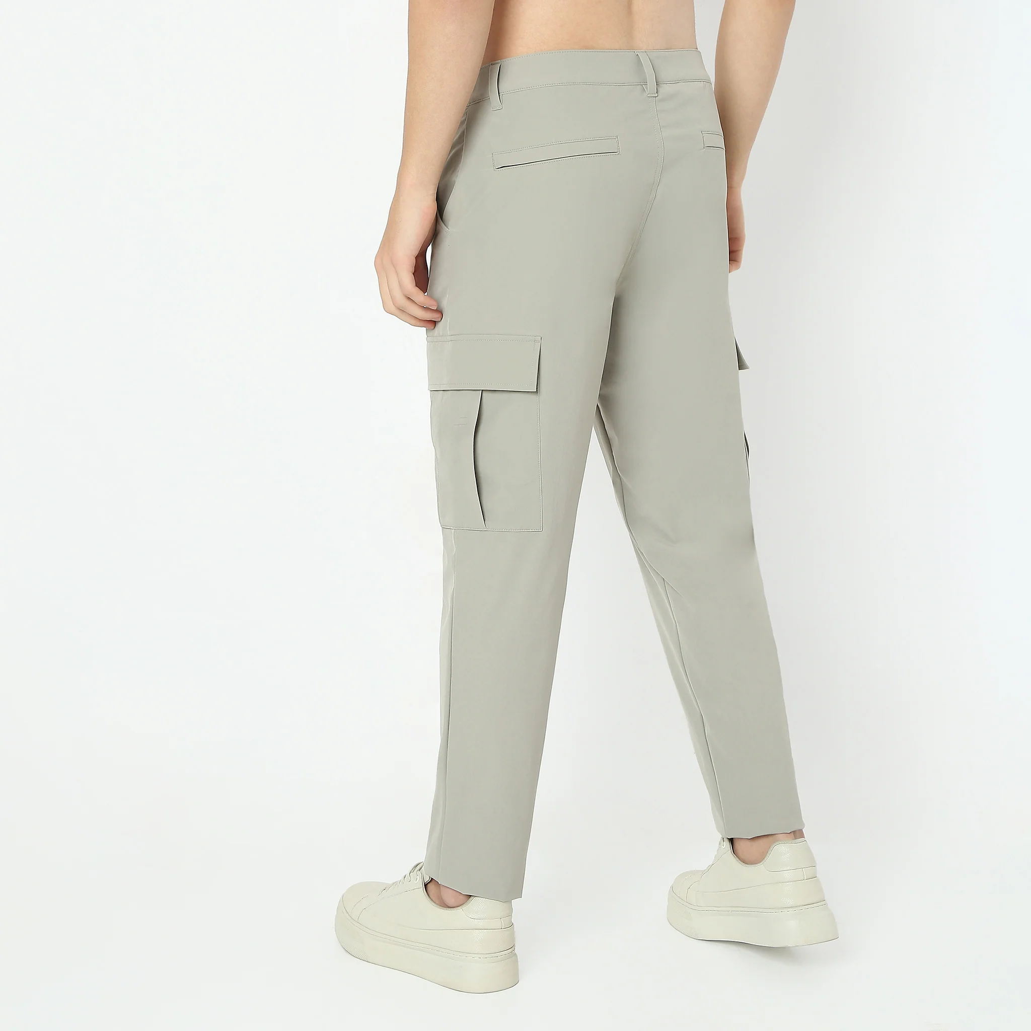 Ultra Light Weight Nylon Blend Relaxed Fit Cargo Pants With Utility Pockets - Image 8