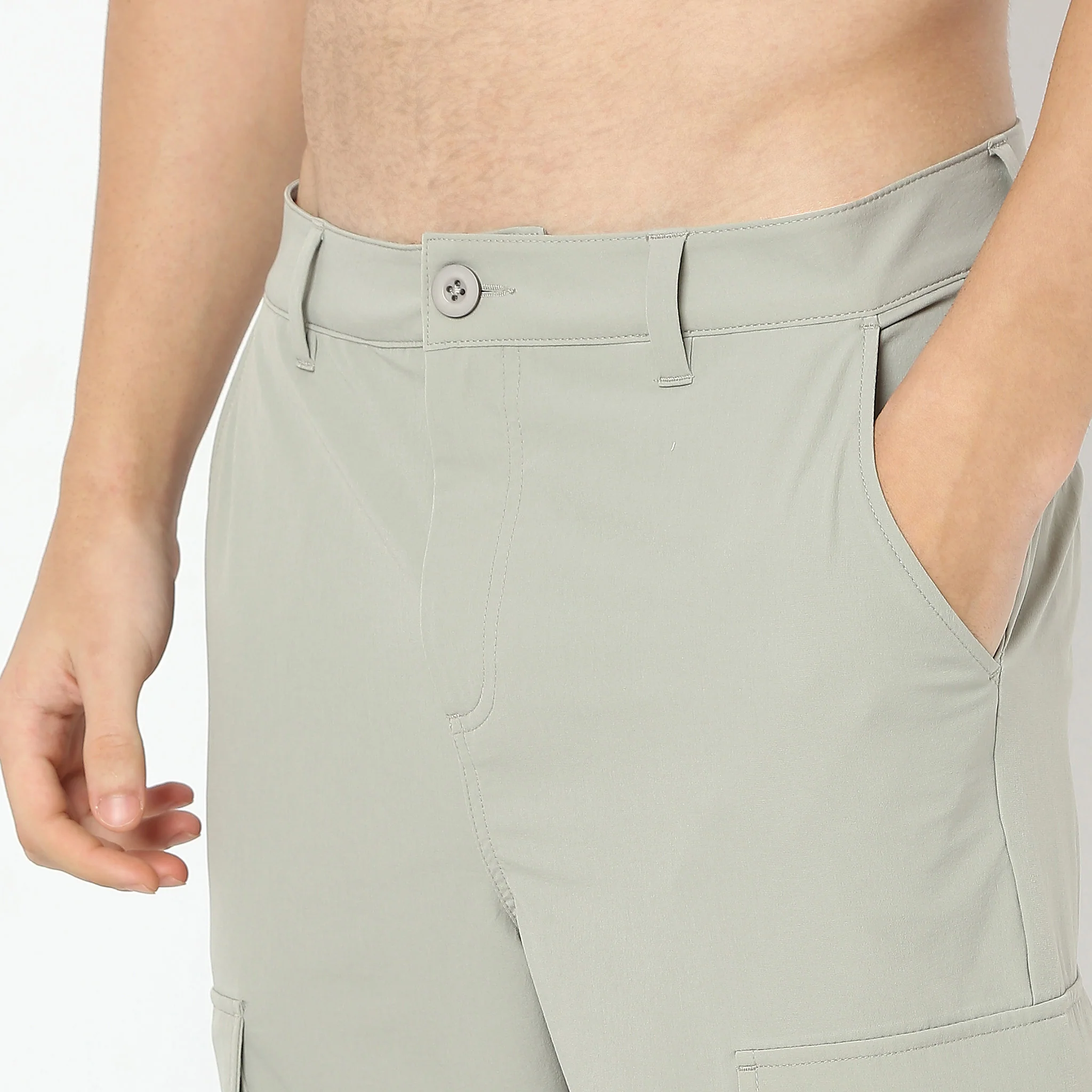 Ultra Light Weight Nylon Blend Relaxed Fit Cargo Pants With Utility Pockets - Image 9